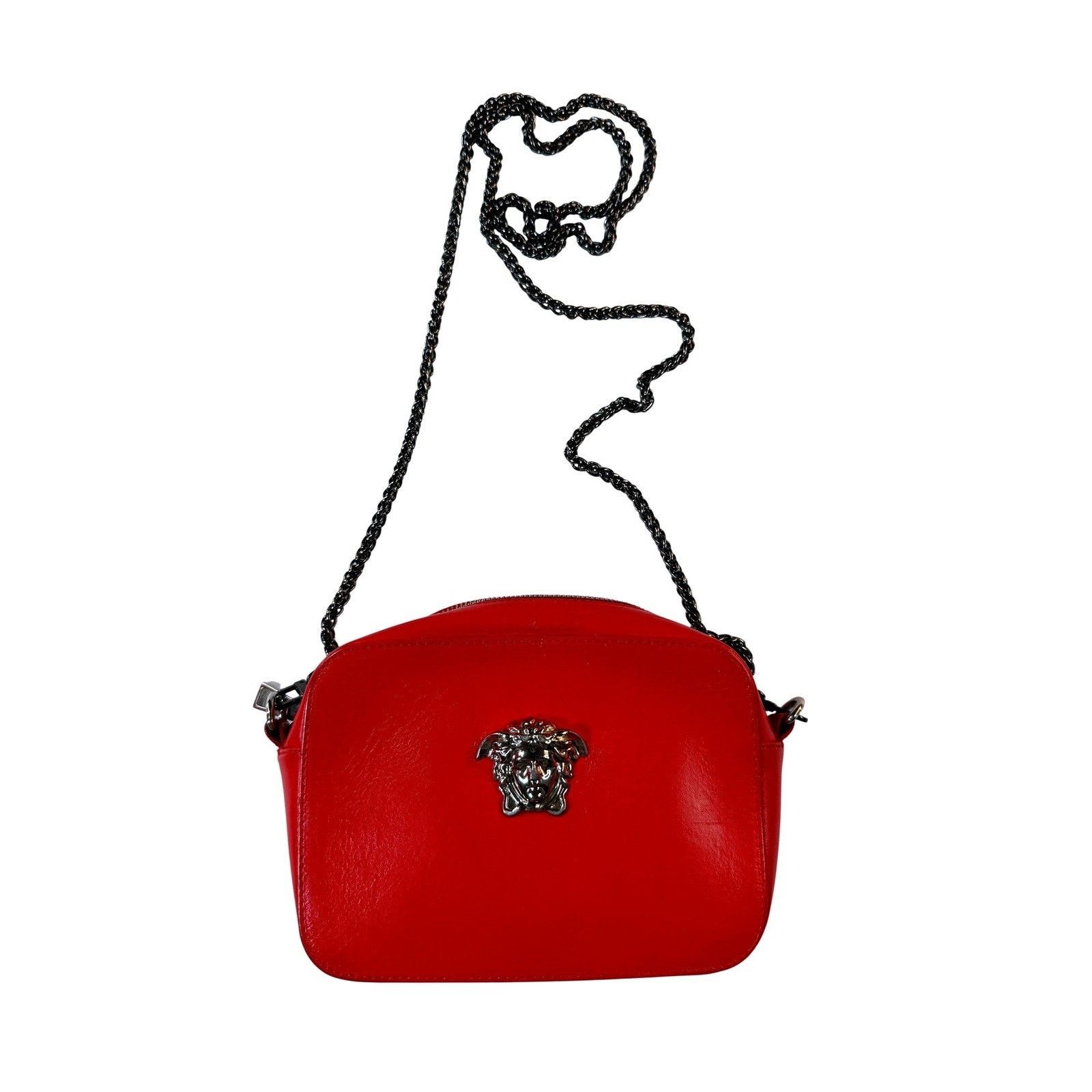 Versace Versace Medusa Red Leather Crossbody Bag Chain Strap Italy Size ONE SIZE - 2 Thumbnail