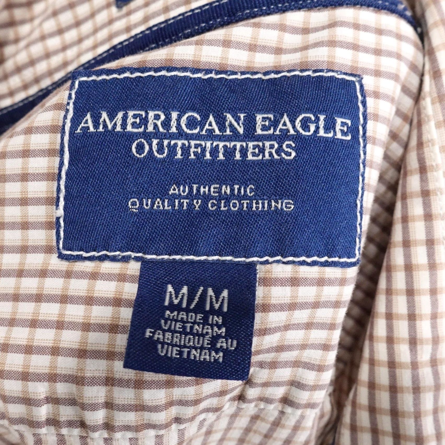 American Eagle Outfitters VINTAGE American Eagle Outfitters Shirt Mens M Beige Check Long Sleeve Button-Up Size US M / EU 48-50 / 2 - 6 Thumbnail