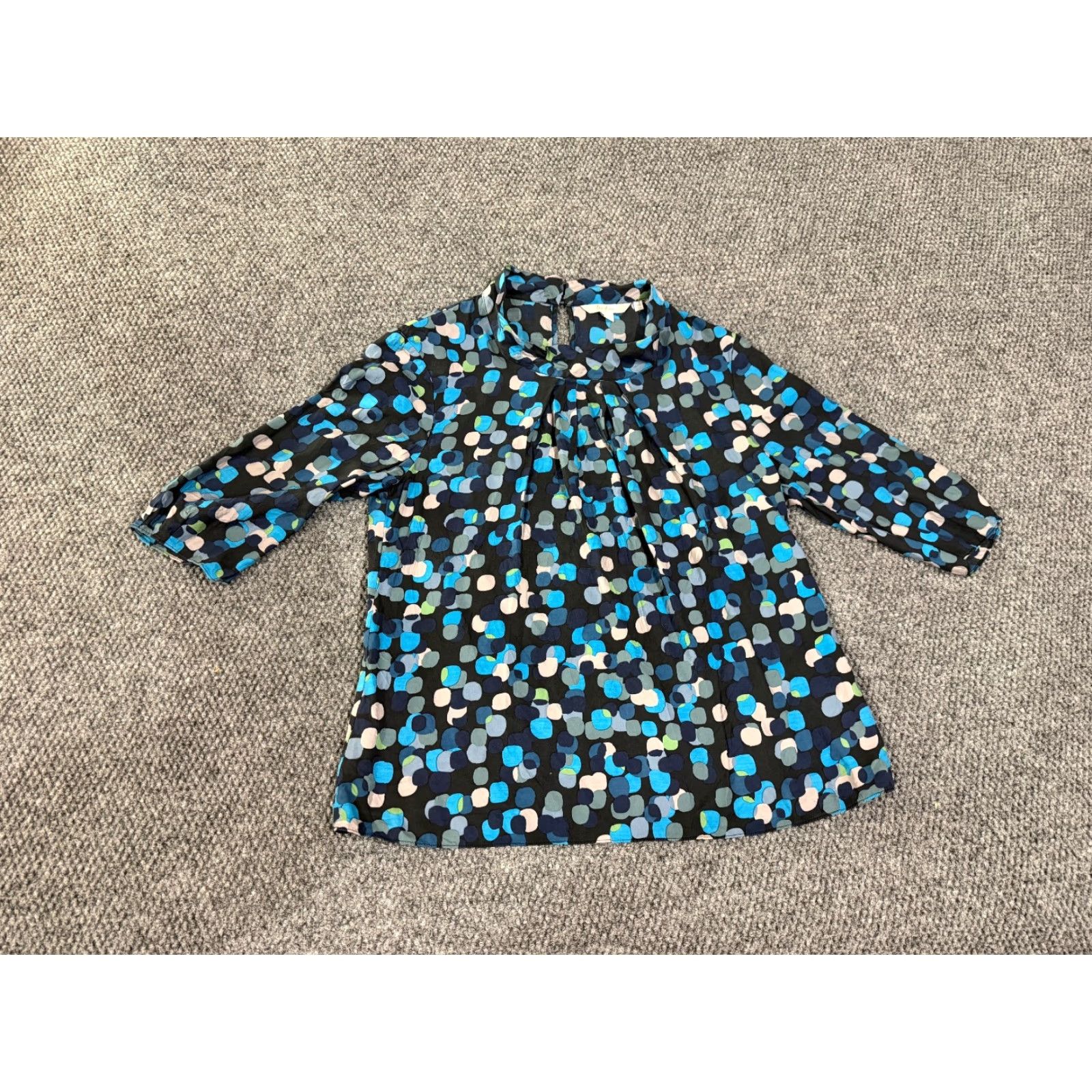 Boden Boden Blouse Women 12 Blue Green Polka Dot Long Sleeve Henley Tie Waist Pullover Regular Size XL / US 12-14 / IT 48-50 - 2 Thumbnail