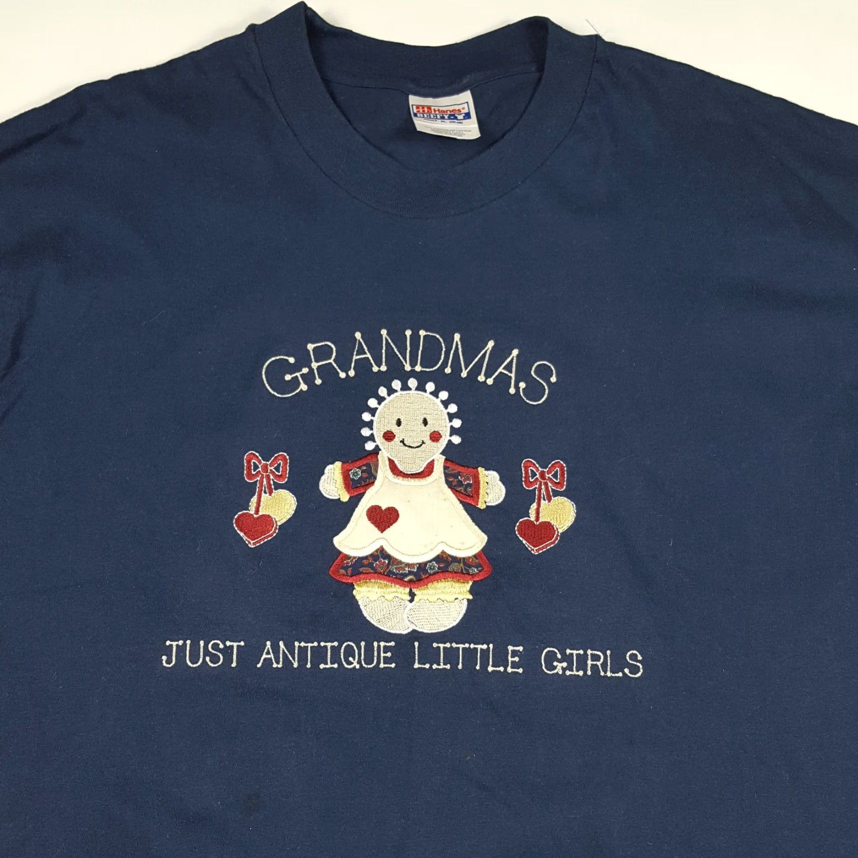 Hanes VINTAGE Grandma Tee Navy Blue XL Hanes T-Shirt Men Embroidered 90s Retro Cute Crew Neck Short Sleeve Graphic Print Size US XL / EU 56 / 4 - 3 Thumbnail