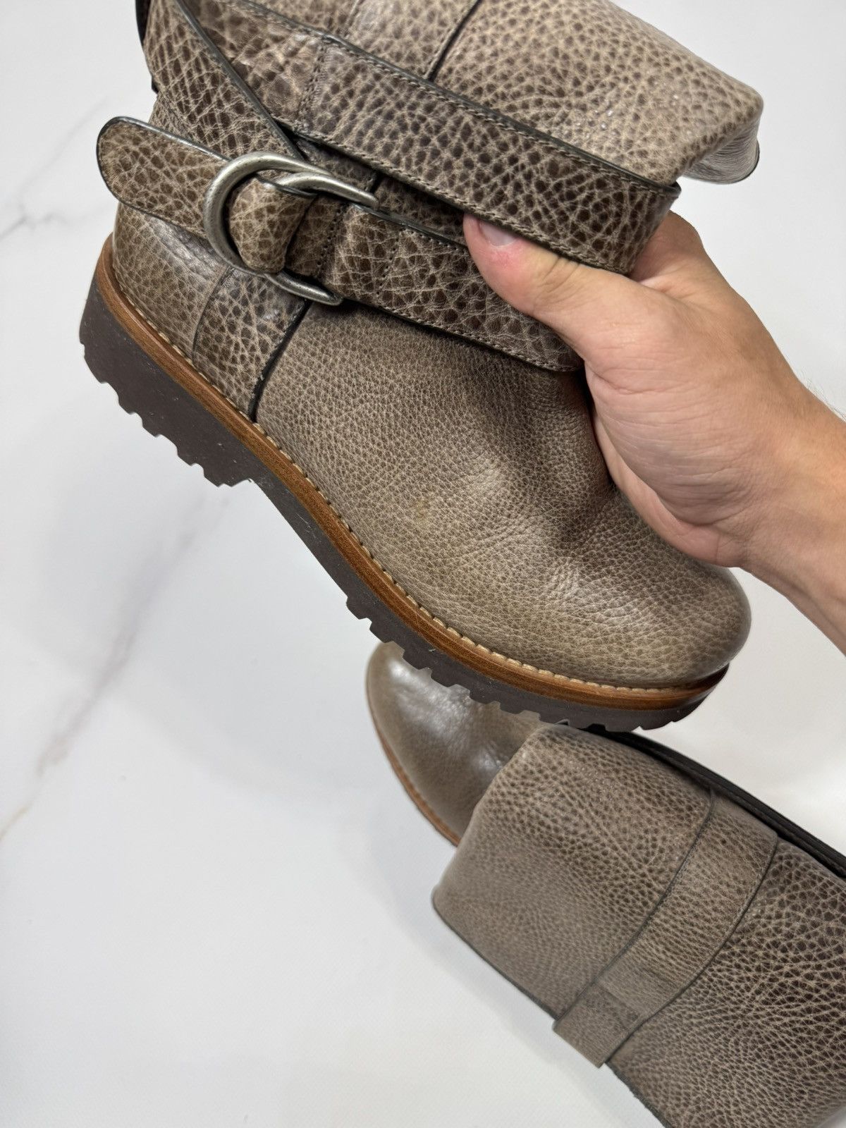 Brunello Cucinelli Brunello Cucinelli Leather Woman's Brown Biker Boot Size US 7.5 / IT 37.5 - 9 Thumbnail