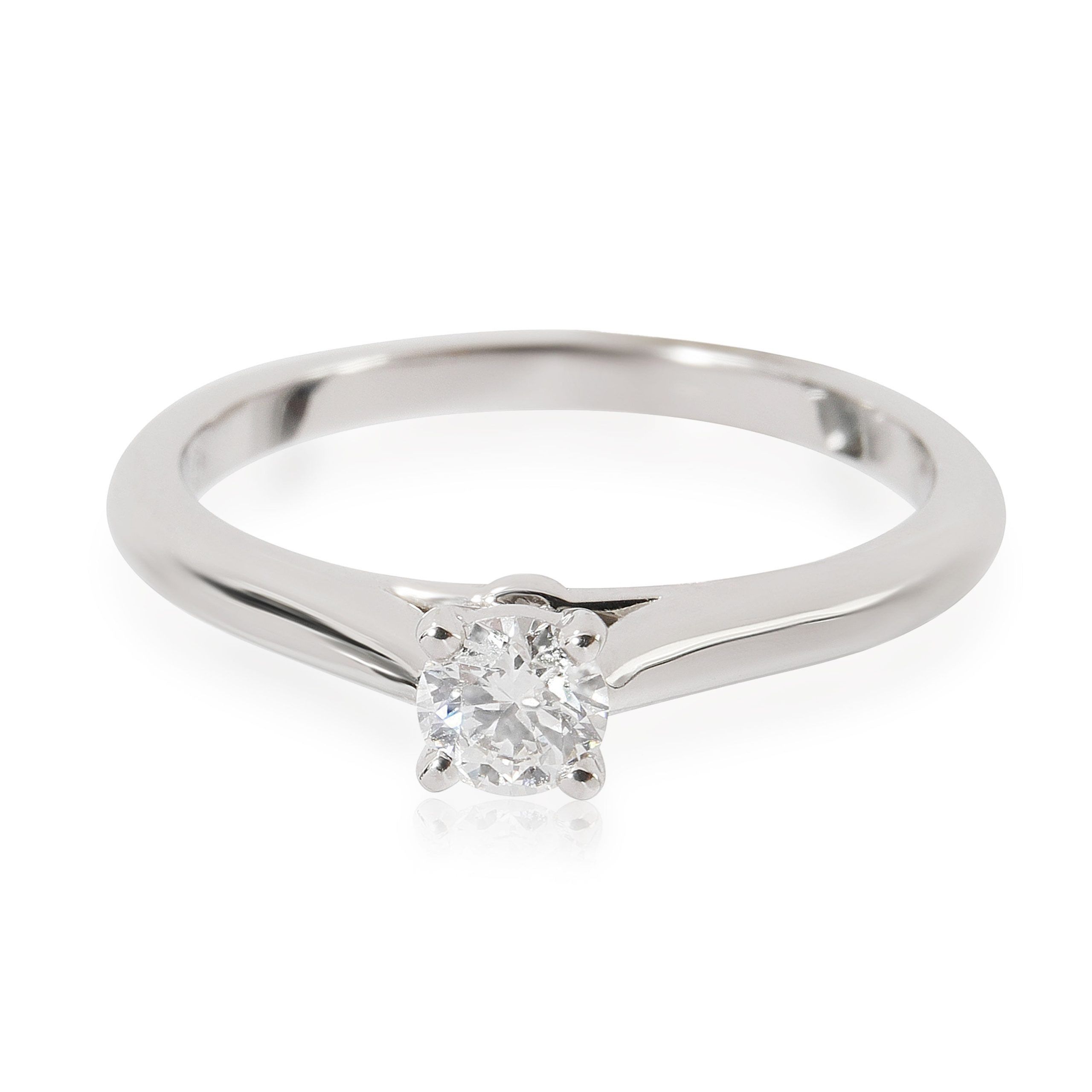 image of Cartier 1895 Diamond Solitaire Engagement Ring In Platinum E Vvs2 0.25 Ctw in Silver, Women's