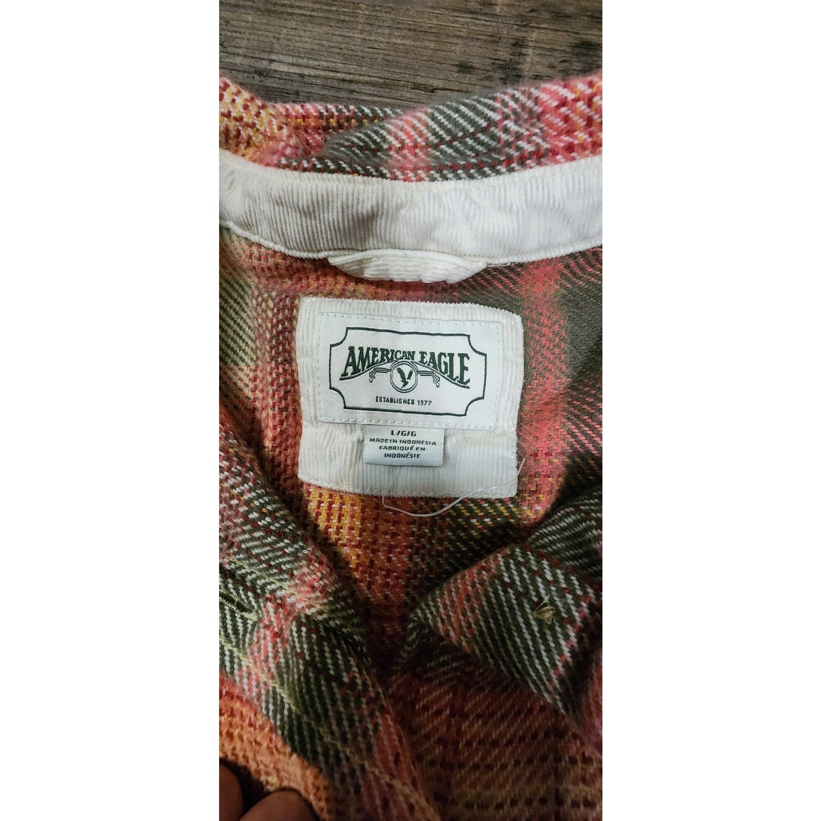 American Eagle Outfitters American Eagle Flannel Sz L Button Up Shirt Orange 2063 Size US L / EU 52-54 / 3 - 3 Thumbnail