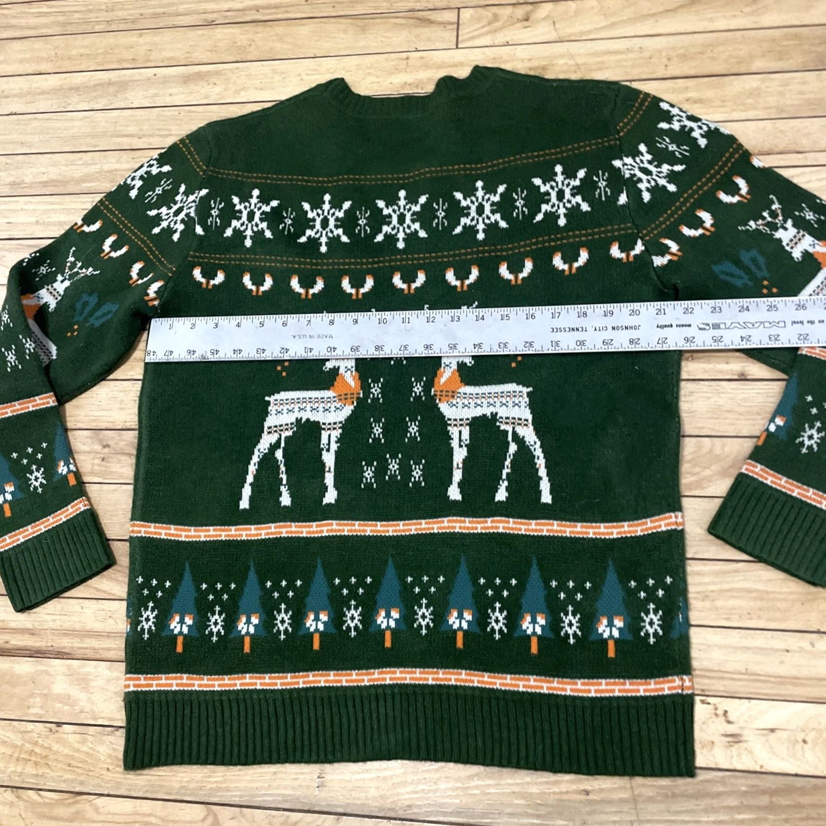Shein SheIn Ugly Christmas Sweater Adult XL Holiday Reindeer Snowflake Print Green Shirt Pullover KnIT Crew Neck Men Men Christmas Holiday Theme 90s? Size US XL / EU 56 / 4 - 7 Thumbnail