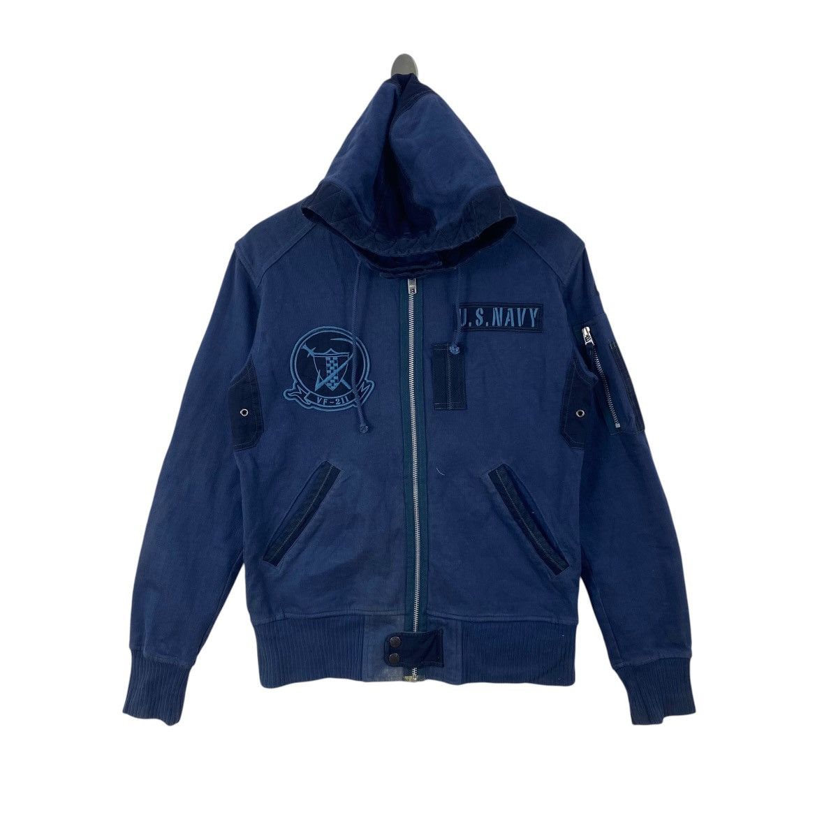 Avirex Vintage AVIREX U.S. VF-211 Hooded Bomber Jacket Military Size US M / EU 48-50 / 2 - 1 Thumbnail