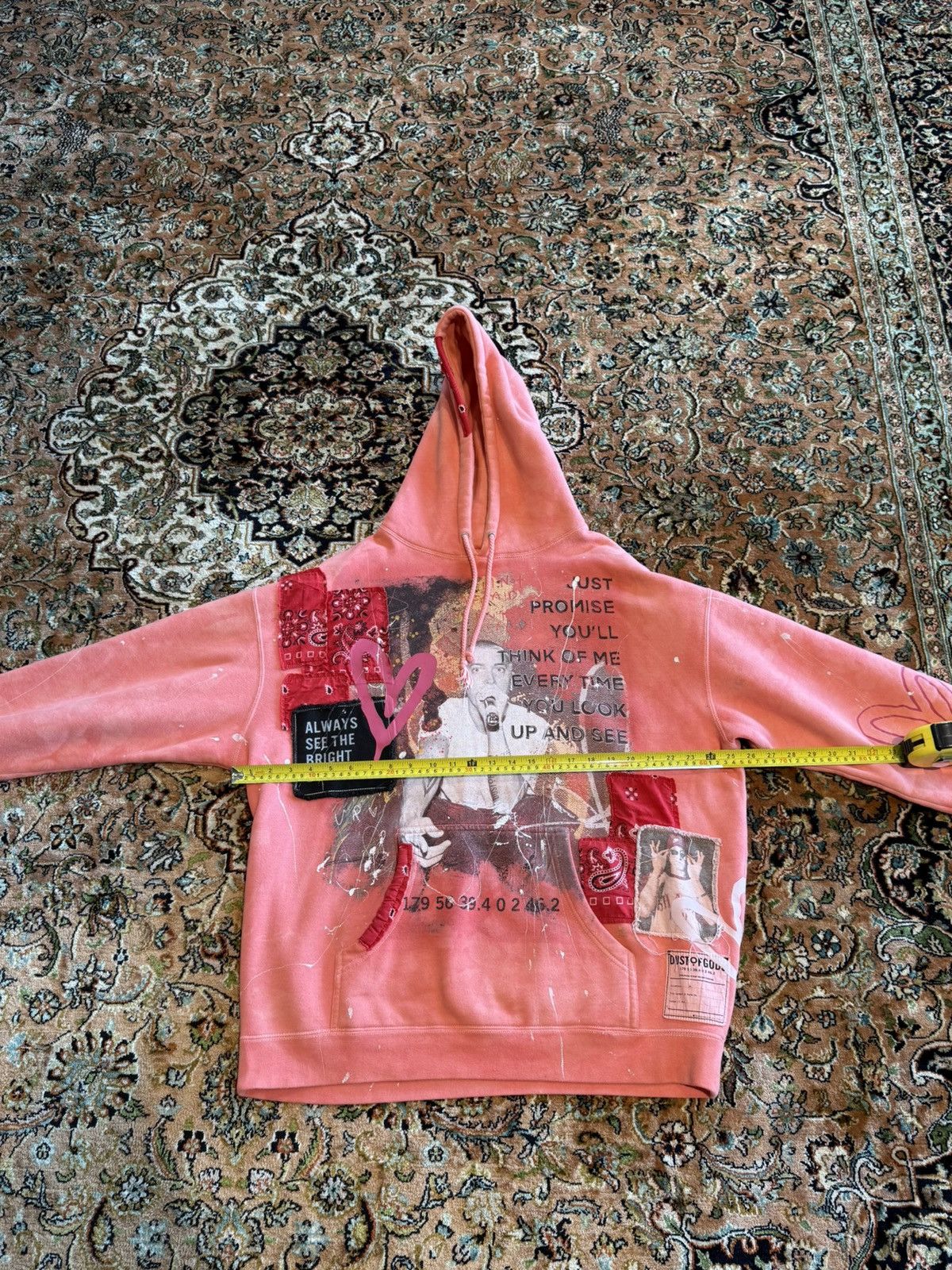 Other DUST OF GODS “1999” Hand-Distressed 1-of-1 Pink Hoodie Size US L / EU 52-54 / 3 - 11 Thumbnail
