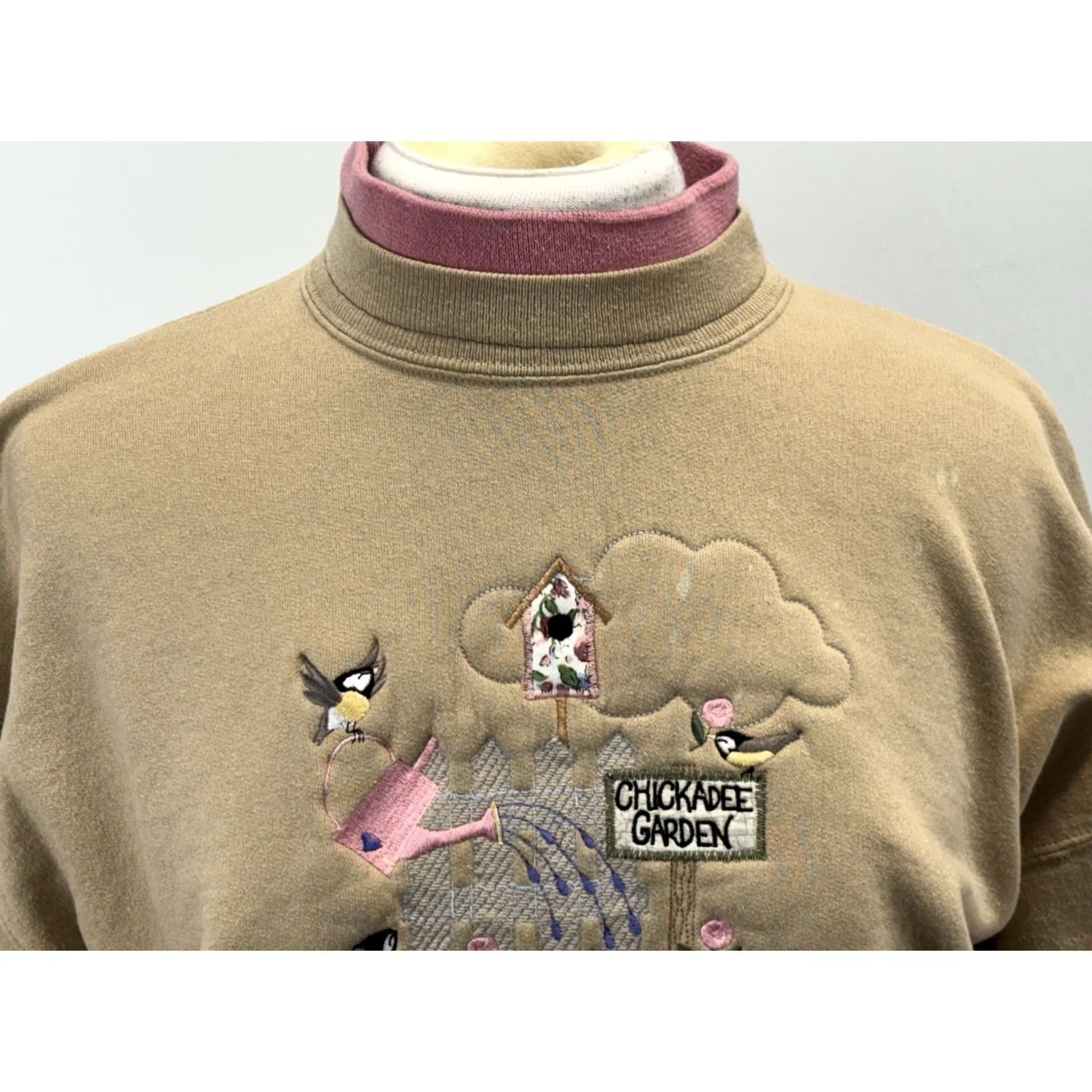 Vintage VINTAGE Morning Sun Sweatshirt Women’s L Beige Embroidered Birds Cottage Core Grandma Pullover Long Sleeve Crew Neck Fabric Cotton Blend Polyester Size L / US 10 / IT 46 - 5 Thumbnail