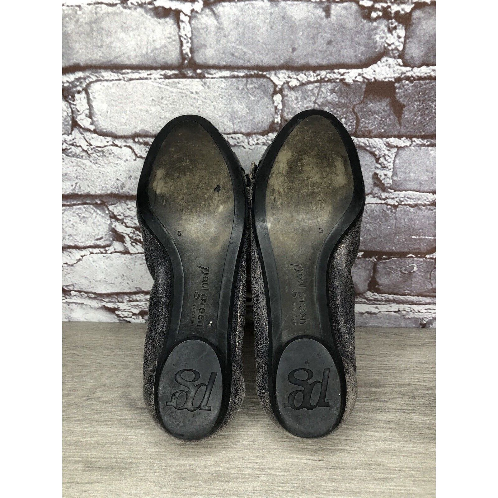 Other PAUL GREEN Pewter Leather Shimmer Zipper Ballet Flats Women Size US 7.5 / IT 37.5 - 7 Thumbnail