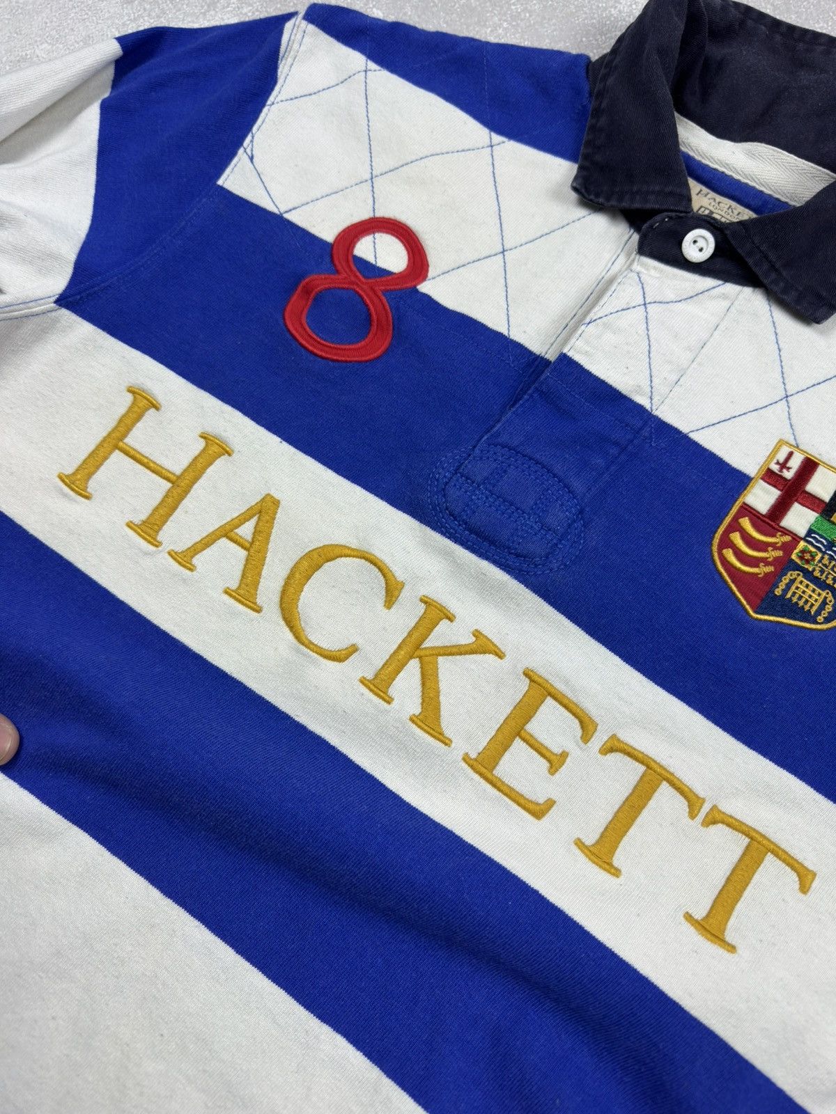 Hackett Vintage Hackett London LRC #8 Rugby Striped Polo Long Sleeve Size US S / EU 44-46 / 1 - 15 Thumbnail