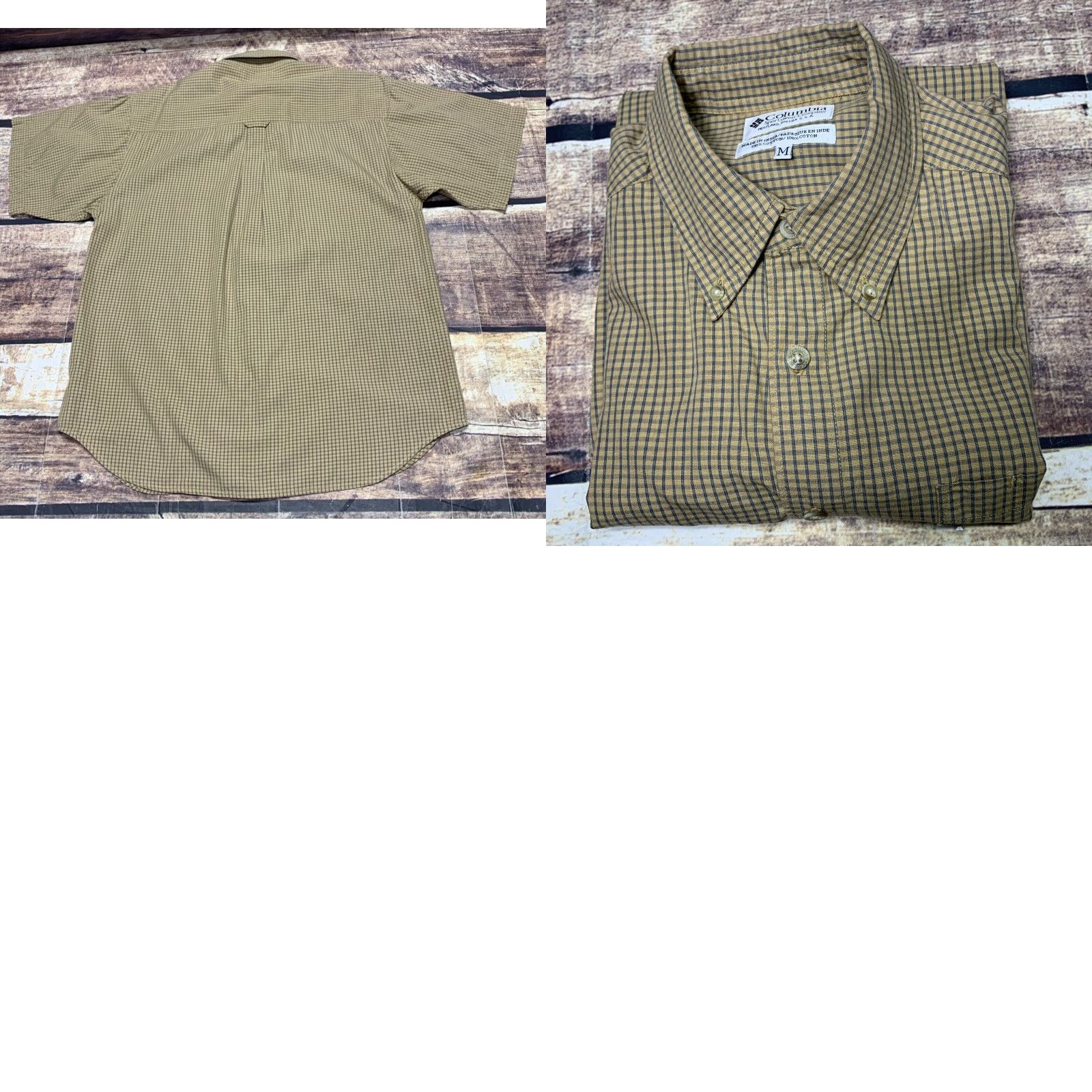 Vintage Columbia Mens Button Down Shirt Tan Blue Plaid Short Sleeve Size Medium Size US 31 - 8 Thumbnail