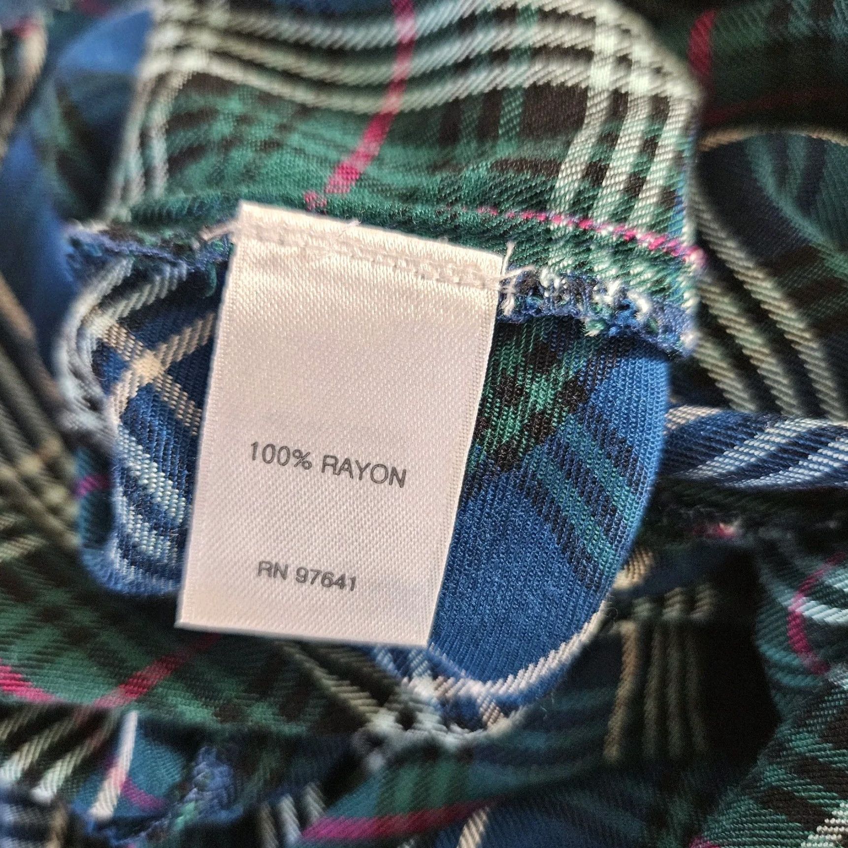 J. Jill J. Jill Womens Button-Up Top Sz M Blue Green Plaid Long Sleeve Rayon Shirt Womens Medium Color Green-Blue Jersey Size M / US 6-8 / IT 42-44 - 4 Thumbnail