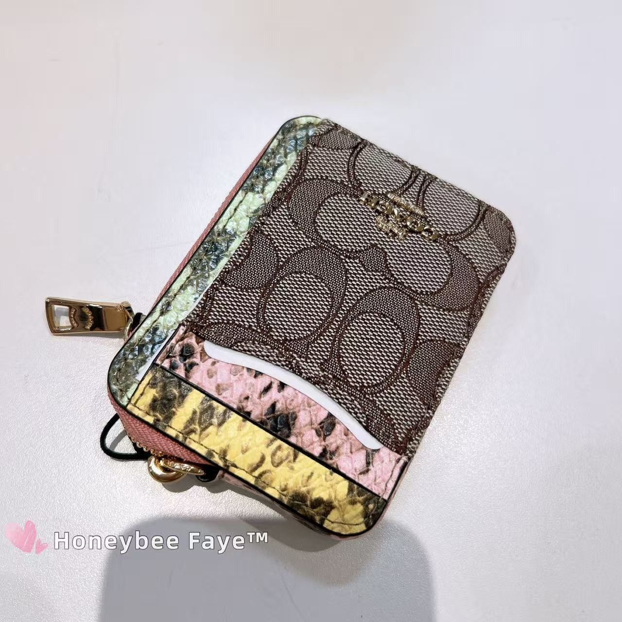 Coach Zip Card Case In Signature Jacquard CEC52 Gold/Oak Multi Size ONE SIZE - 3 Thumbnail