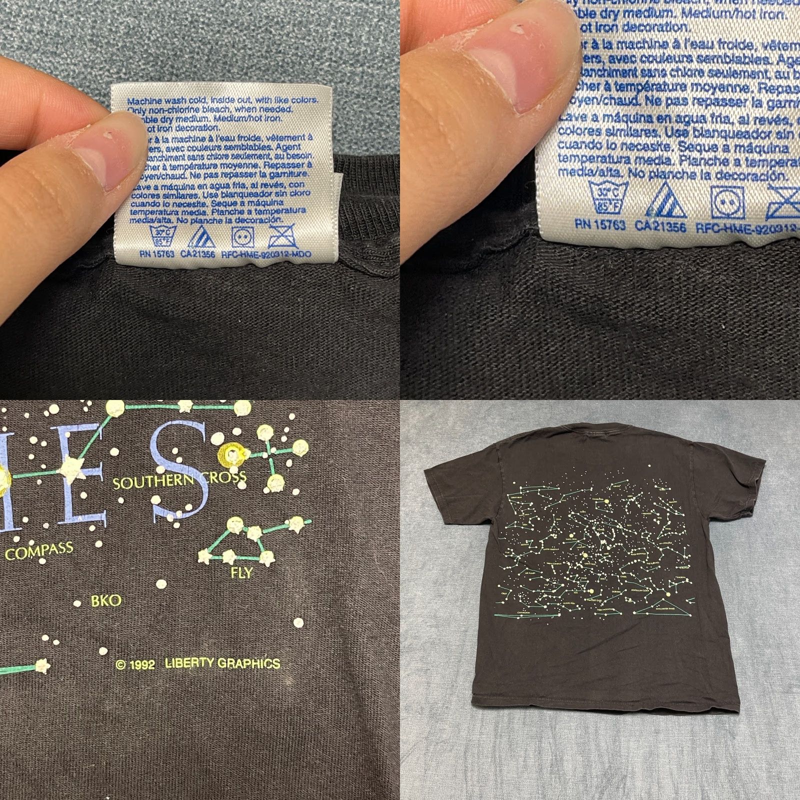 Hanes VINTAGE Hanes T-Shirt Men M Black Heavenly Bodies Double-Sided Star Map Size US M / EU 48-50 / 2 - 8 Thumbnail
