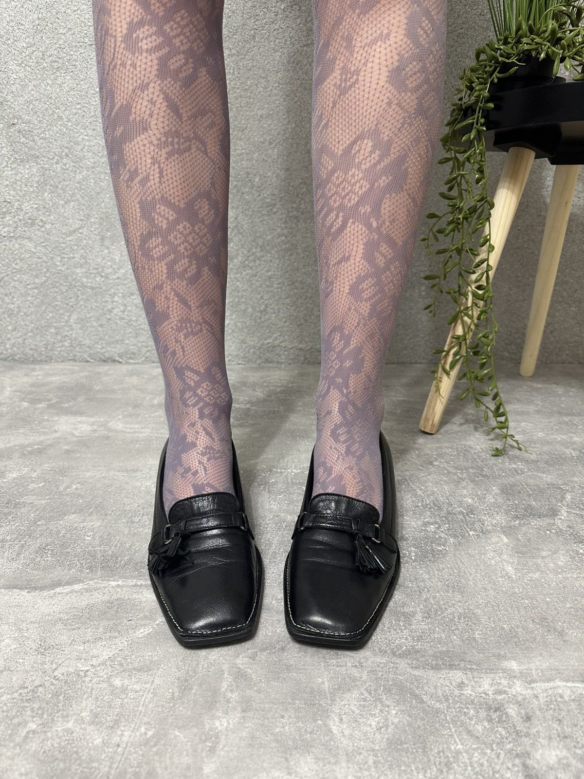 Other Vintage Black Leather Loafers with Tassels – Square Toe Size US 10 / IT 40 - 2 Thumbnail