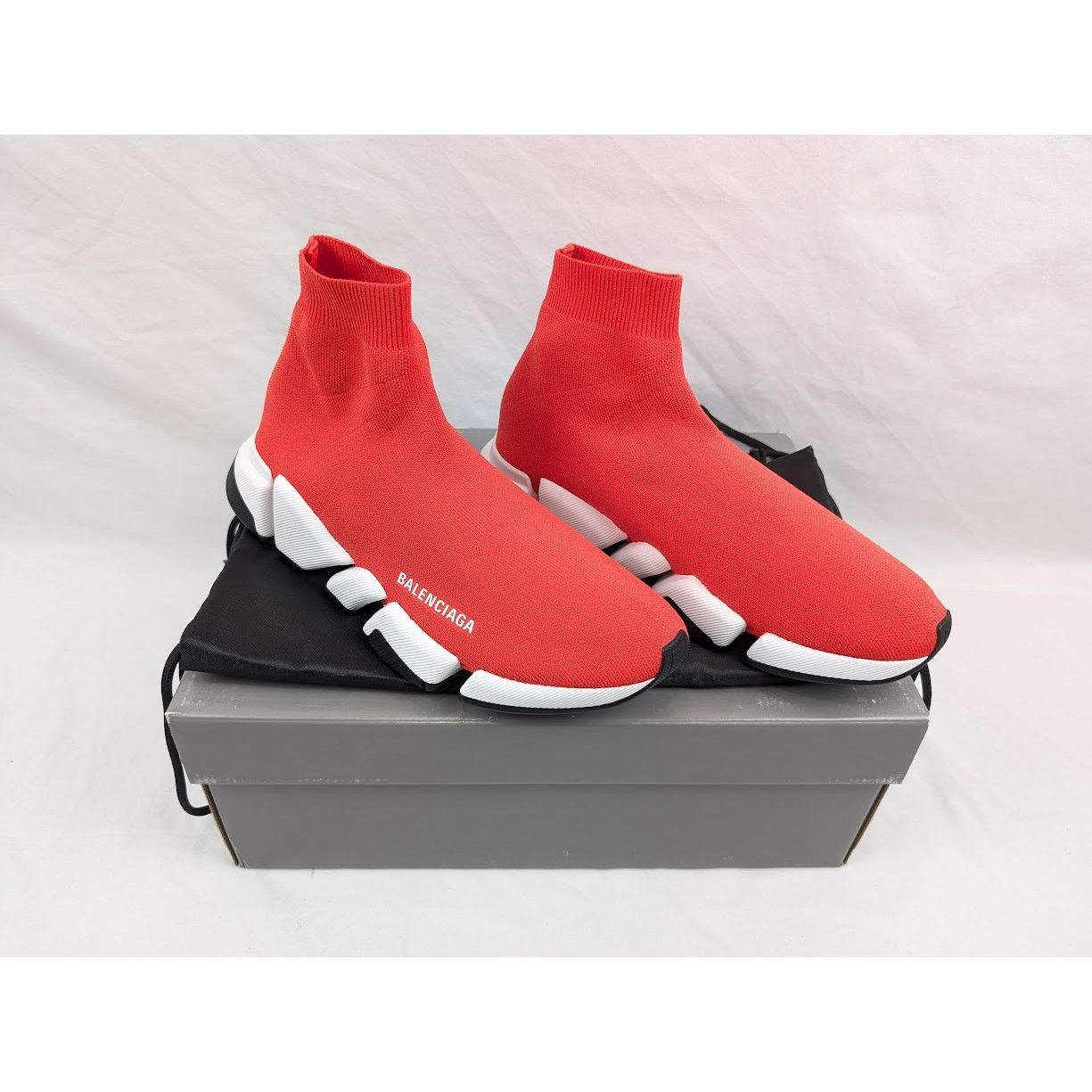 Balenciaga o1rshd1 New Recycled Speed 2.0 Low-Top Sneakers in Red/White Size US 8 / EU 41 - 21 Thumbnail
