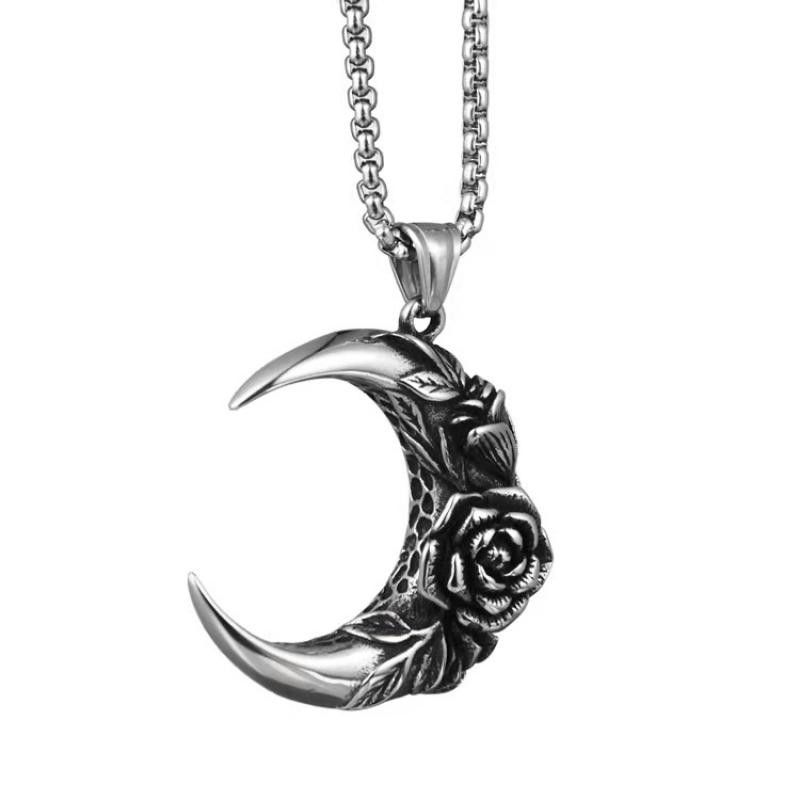 Vintage Rose Moon Pendant Chain Necklace Size ONE SIZE - 2 Thumbnail