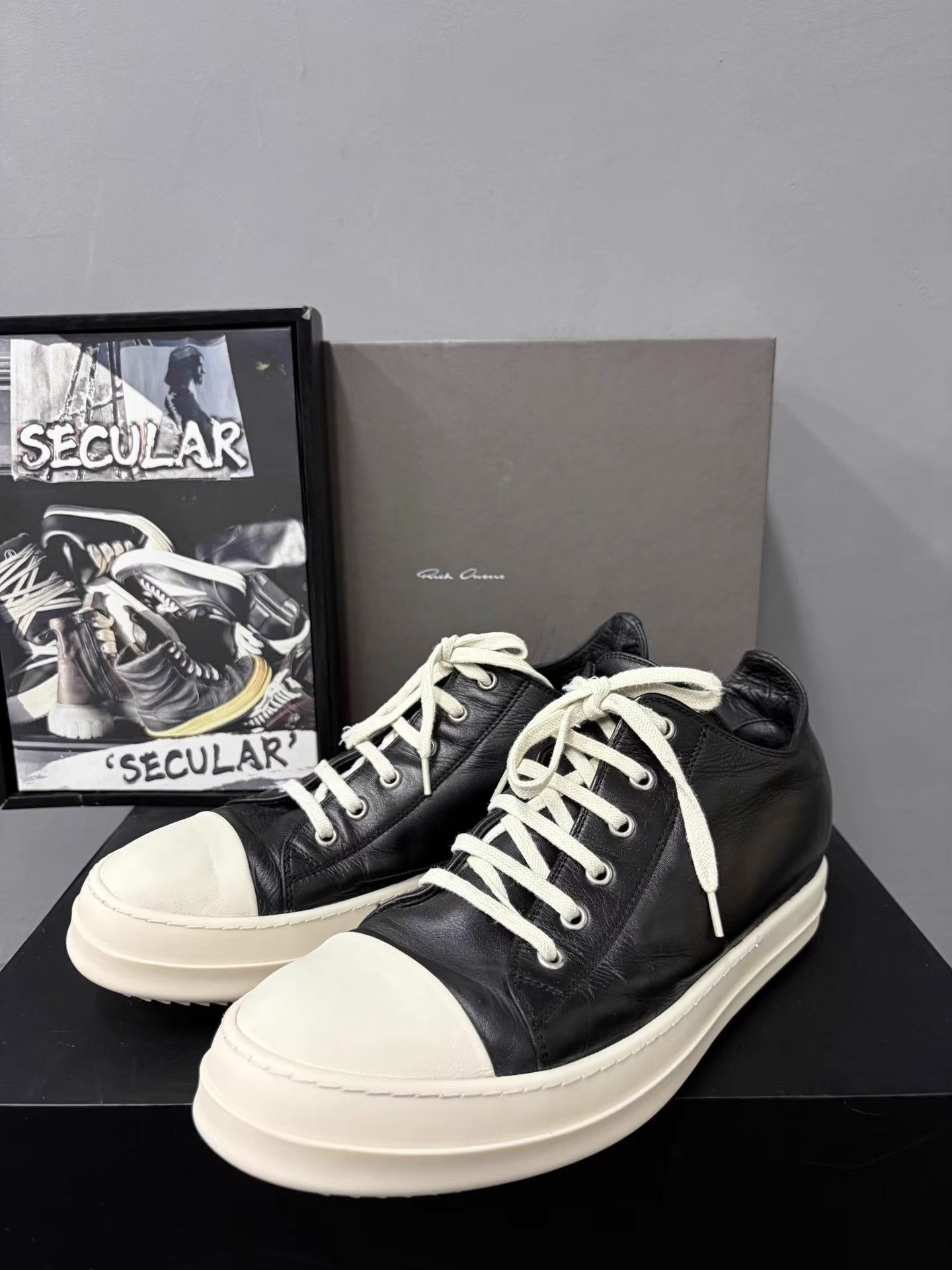 Rick Owens Mainline Black White Ramones Low-Tops K34