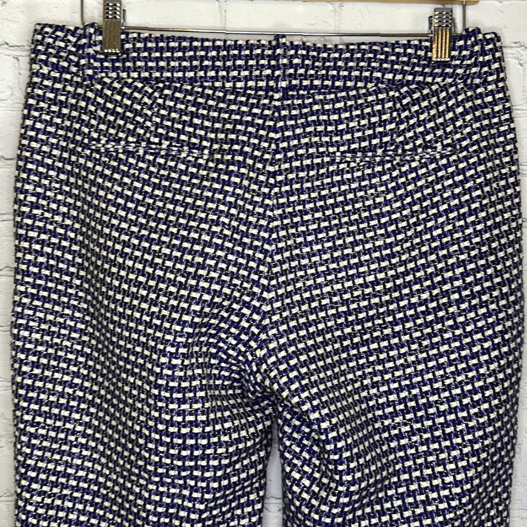 J.Crew J. Crew Cafe Capri Women’s Blue Tweed Silk Blend Black Label Pants 6 Multicolor Capri Woman Size ONE SIZE - 5 Thumbnail