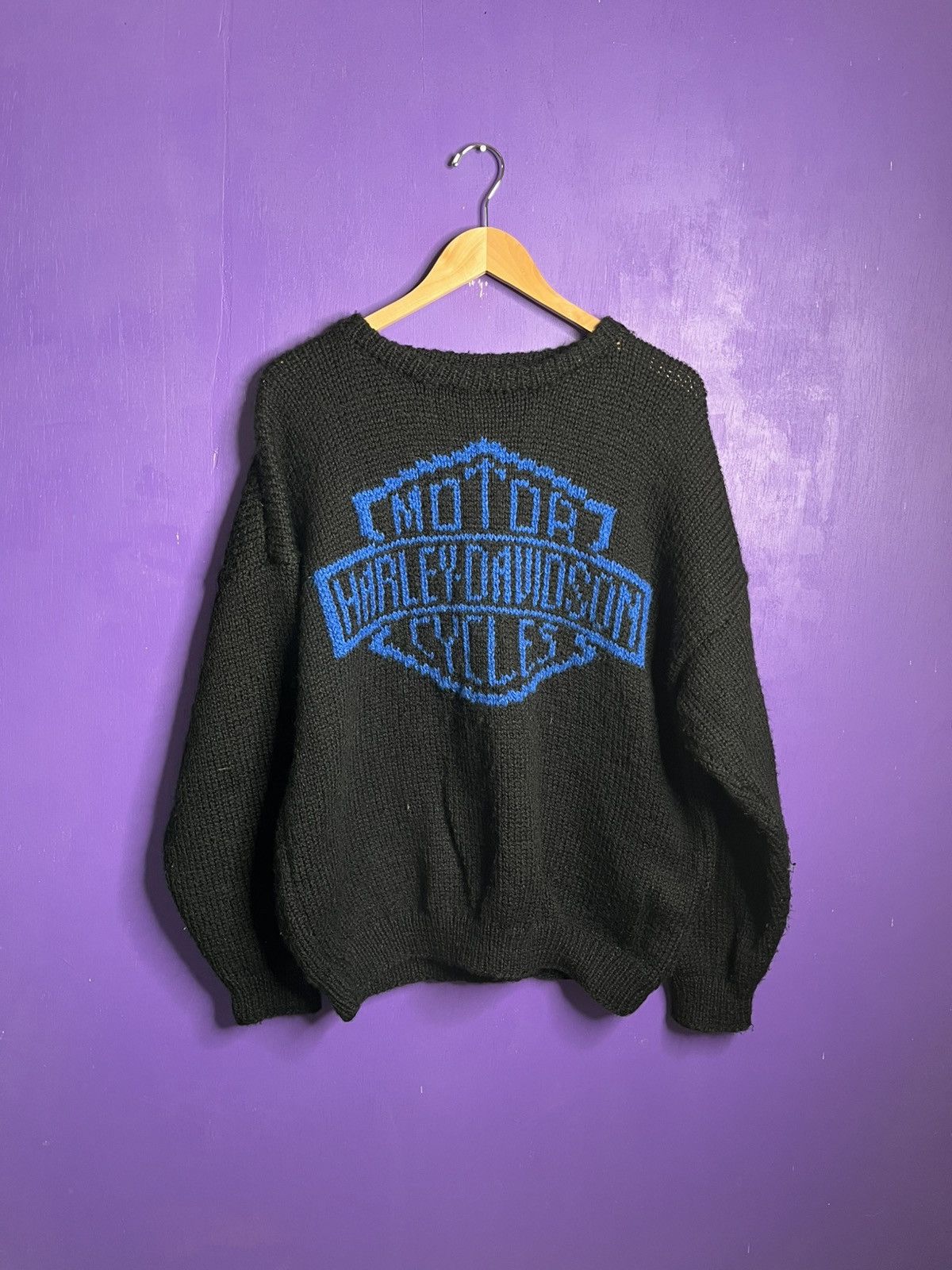 Harley Davidson × Vintage Vintage 90s Harley Davidson big logo knit sweater Size US L / EU 52-54 / 3 - 1 Thumbnail