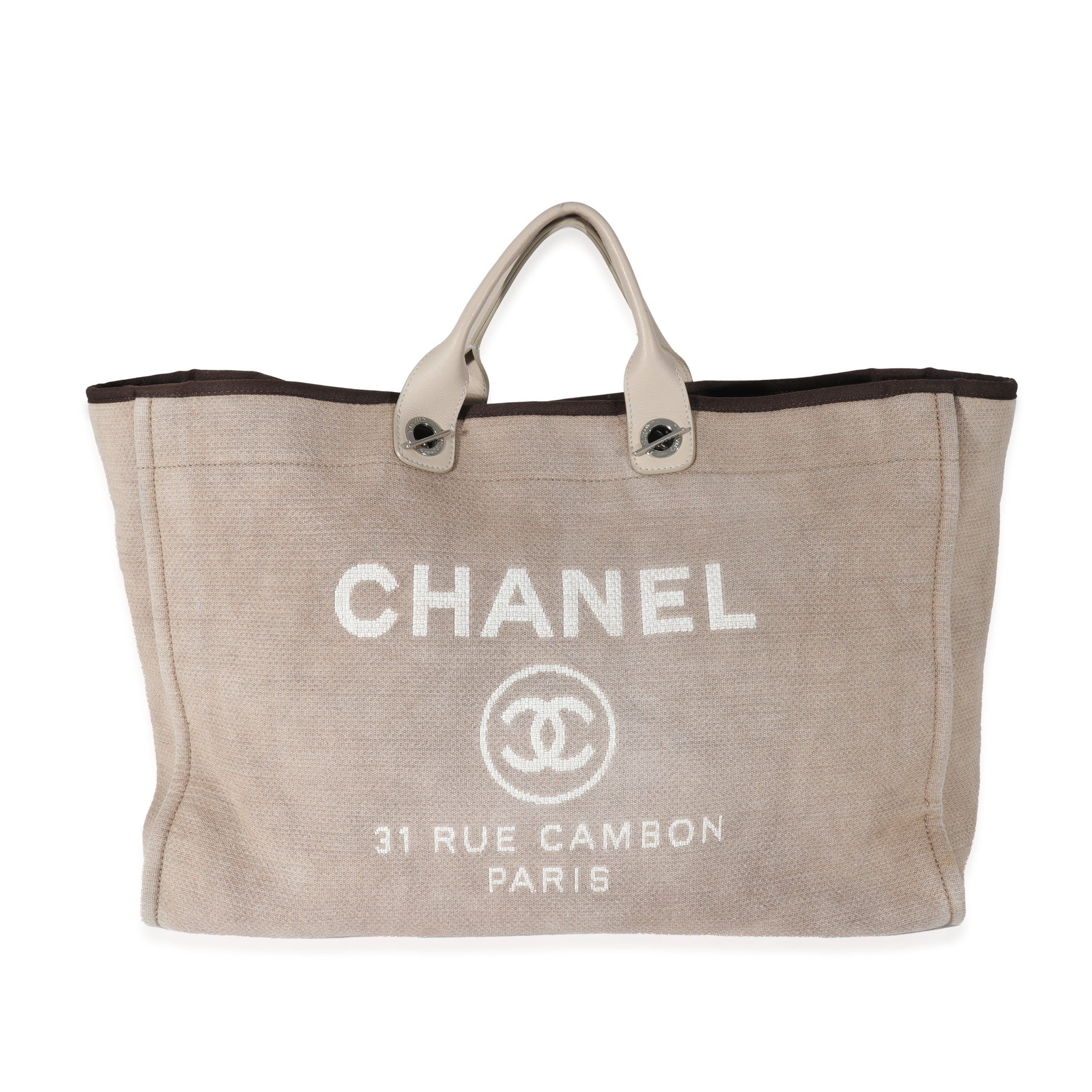 image of Chanel Beige Canvas Large Deauville Tote, Women's