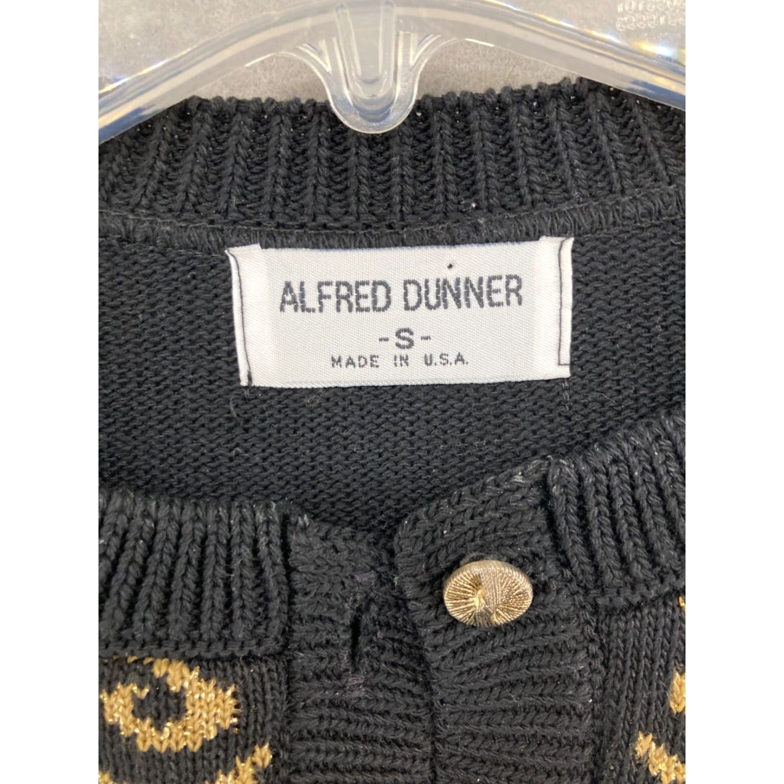 Vintage VINTAGE Alfred Dunner Sweater Cardigan Women S US Made Black Geometric Knit Button Vintage USA 50s-60s Mens? Size S / US 4 / IT 40 - 5 Thumbnail