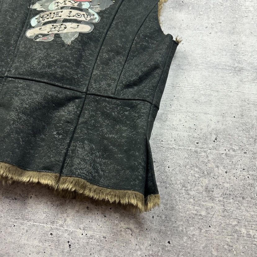Ed Hardy Ed Hardy Faux Fur Vest Tattoo Rose Back My True Love Size L / US 10 / IT 46 - 8 Thumbnail