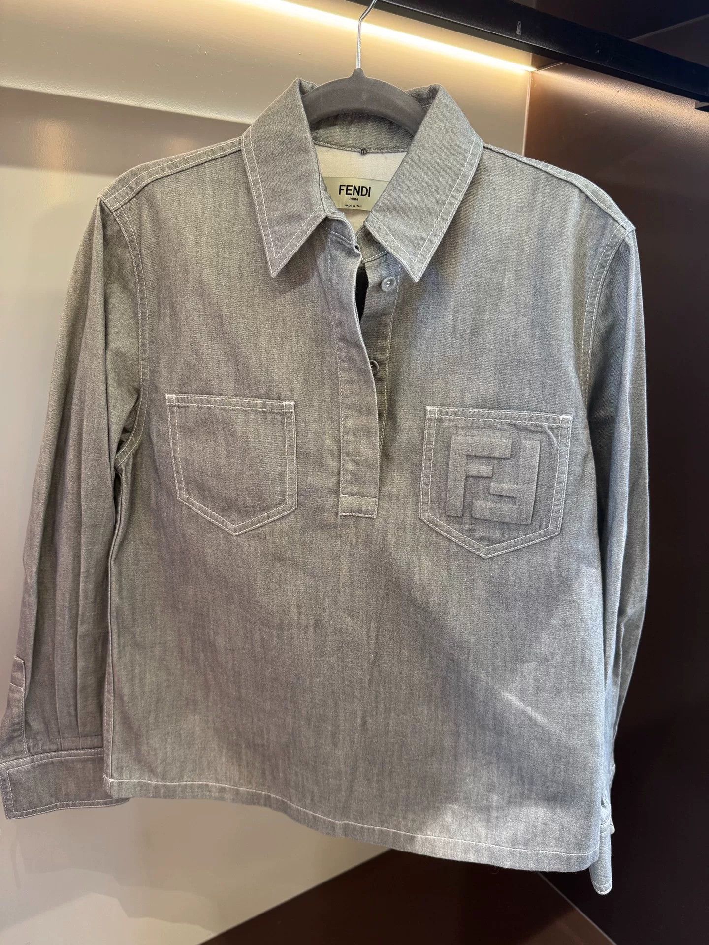 Fendi Fendi Gray Logo Denim Workwear Set Size US 36 / EU 52 - 1 Thumbnail