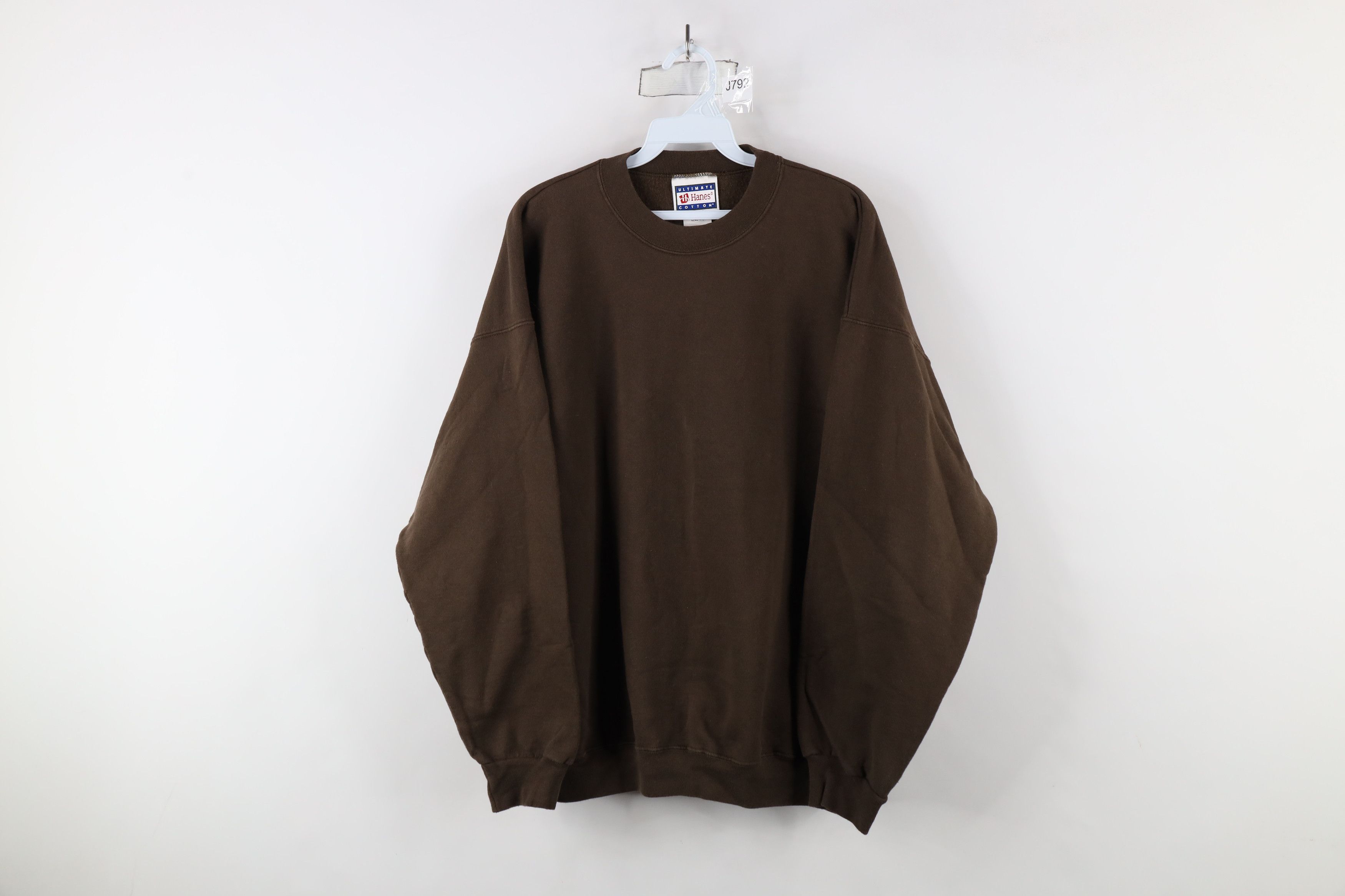 Vintage Vintage 90s Streetwear Faded Blank Crewneck Sweatshirt Brown Size US L / EU 52-54 / 3 - 1 Thumbnail