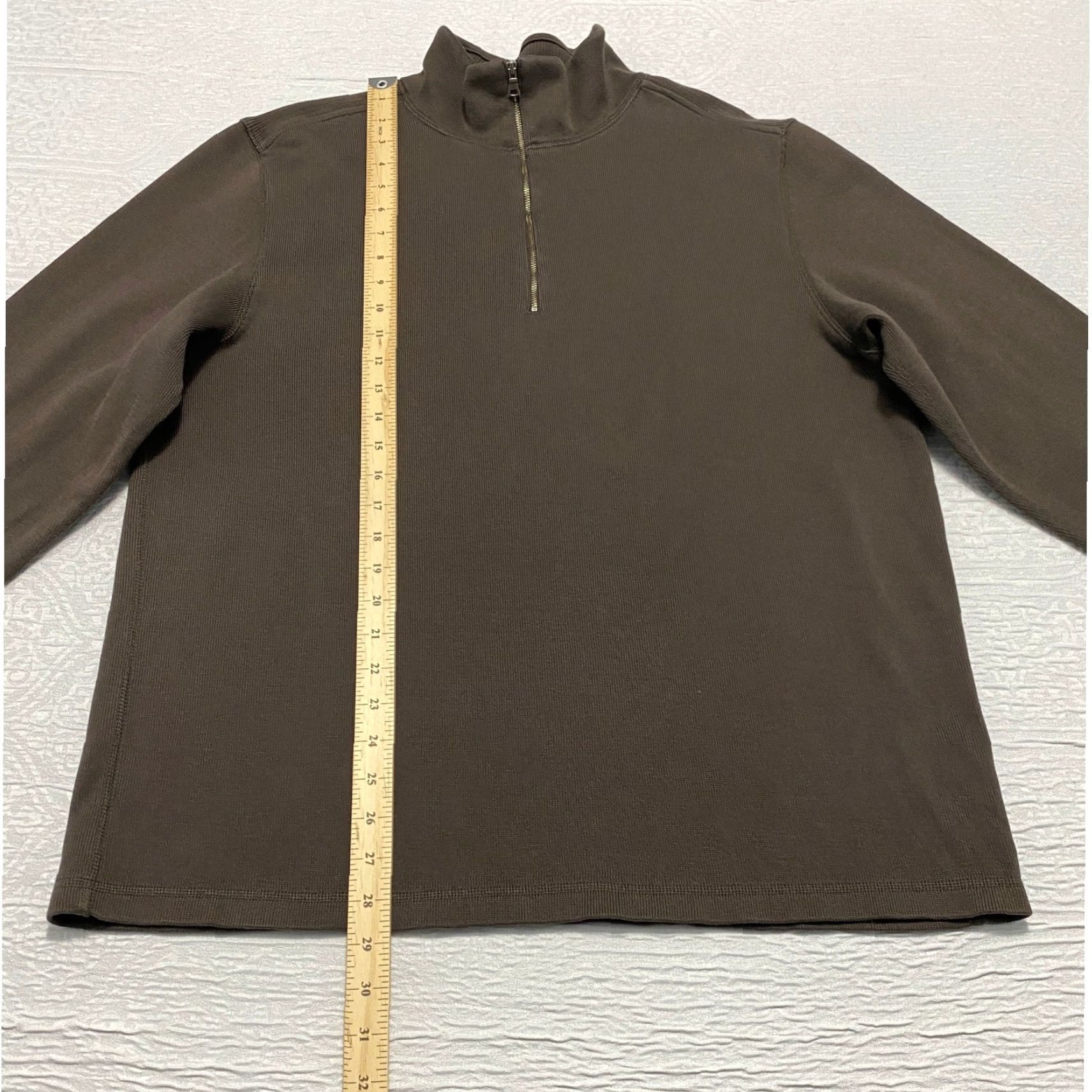 Banana Republic Banana Republic Mens XL Brown 1/4 Zip Mock Neck Long Sleeve Cotton Pullover Size US XL / EU 56 / 4 - 5 Thumbnail