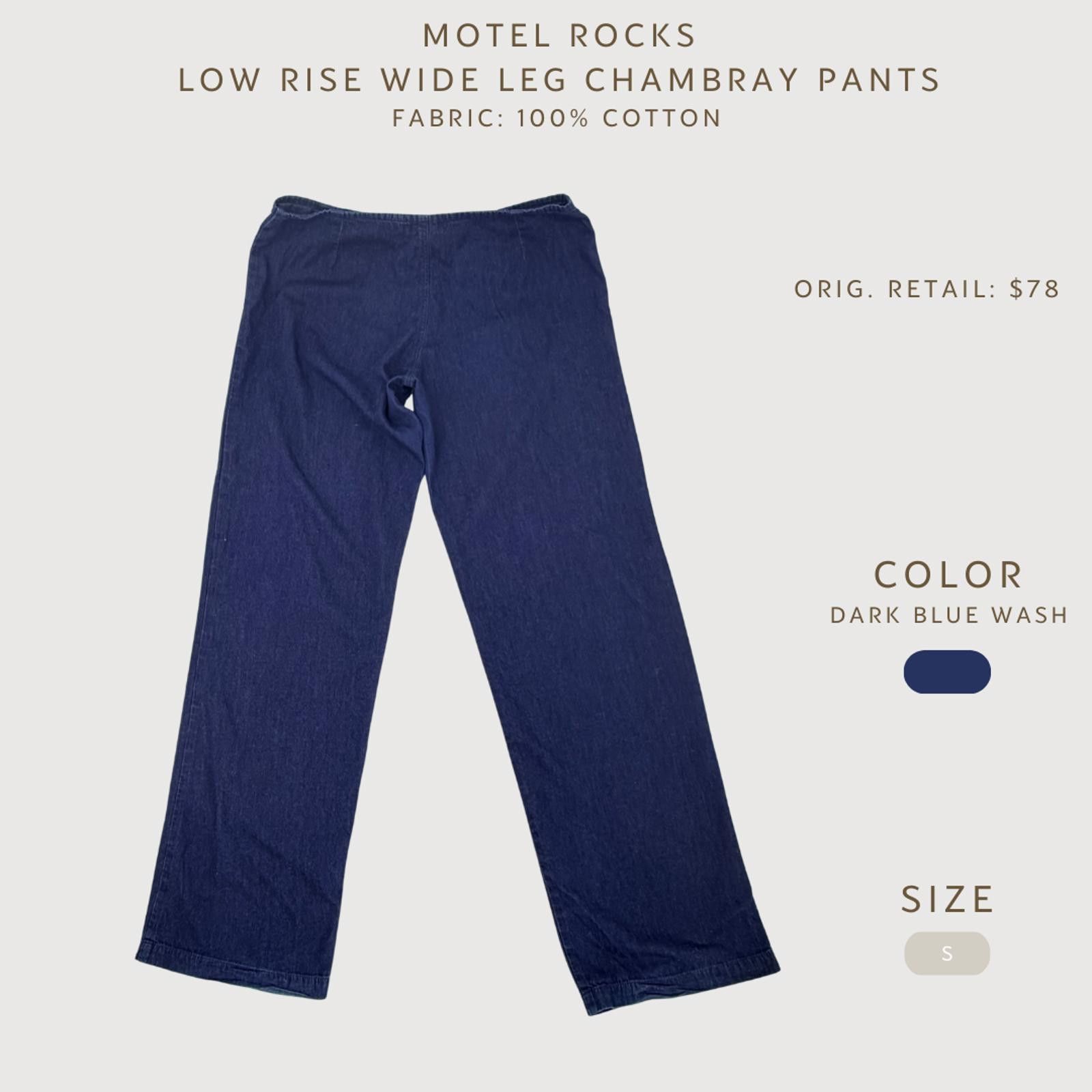 Other Motel Rocks Wide Leg Chambray Pants Low Rise Blue S Size 28" / US 6 / IT 42 - 2 Thumbnail