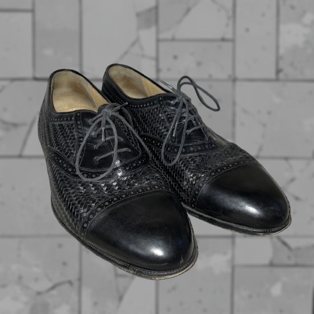 Mezlan MEZLAN Black Cap Toe Weave Oxford Dress Shoes Mens 10 M Size ONE SIZE - 1 Thumbnail