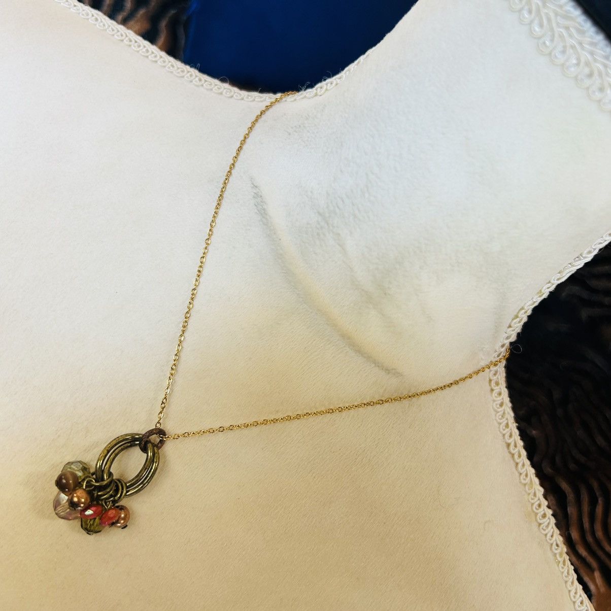 Handmade Handcrafted vintage beaded cluster pendant on chain necklace Size ONE SIZE - 1 Thumbnail