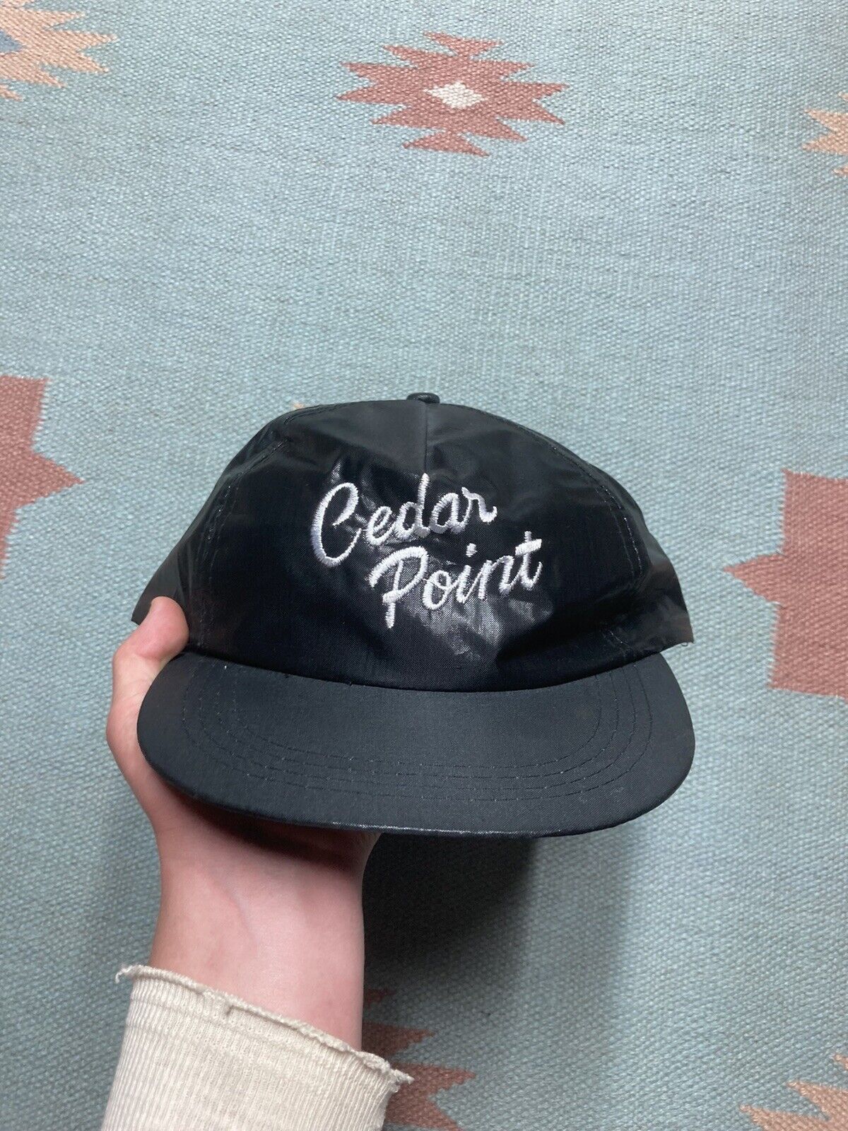 Vintage SnapBack hat cedar point black nylon lightweight adjustable Size ONE SIZE - 2 Thumbnail