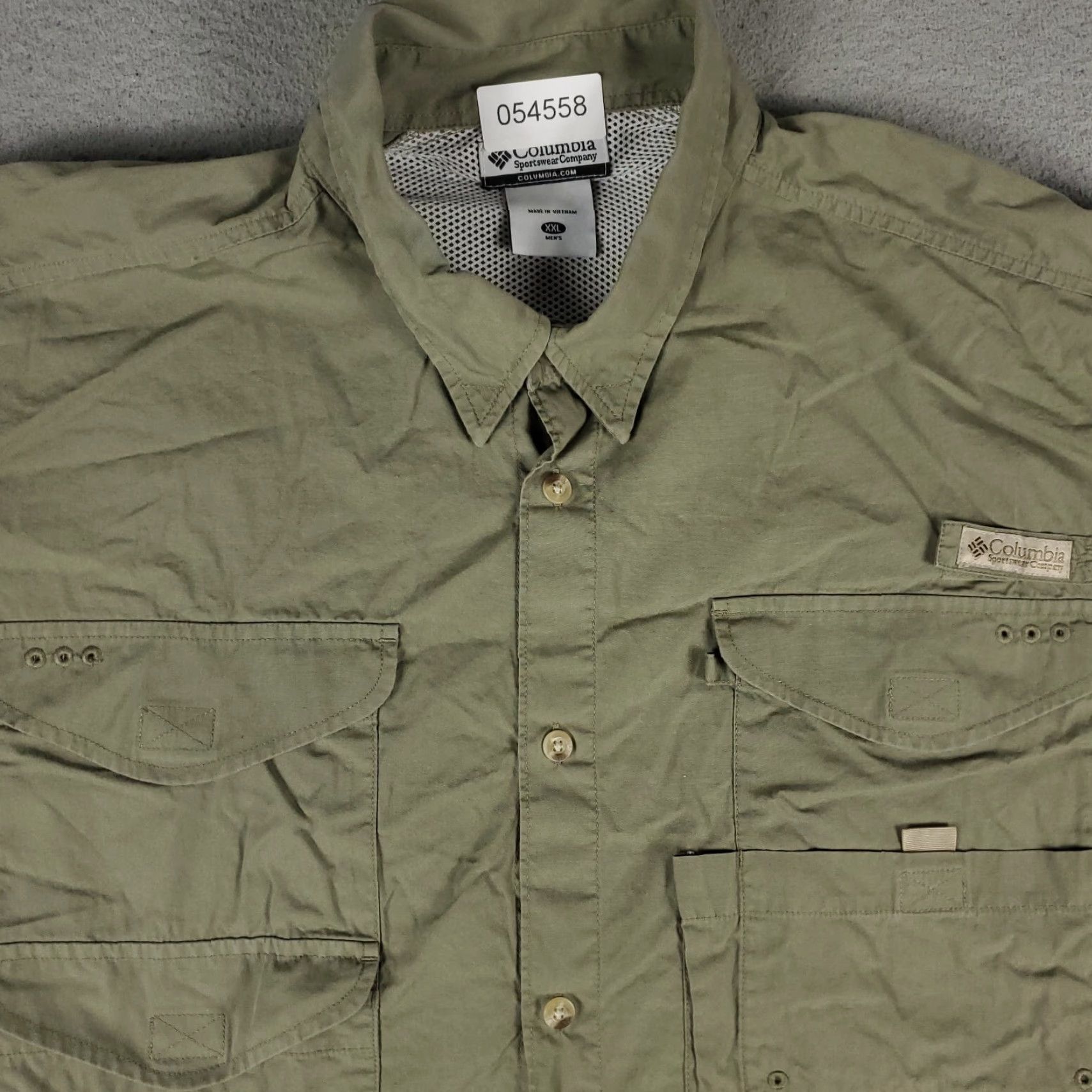 Vintage Columbia Shirt 2XL Beige Cotton Button-Up Long Sleeve Collared Pocketed Casual Mens Size US XXL / EU 58 / 5 - 2 Thumbnail