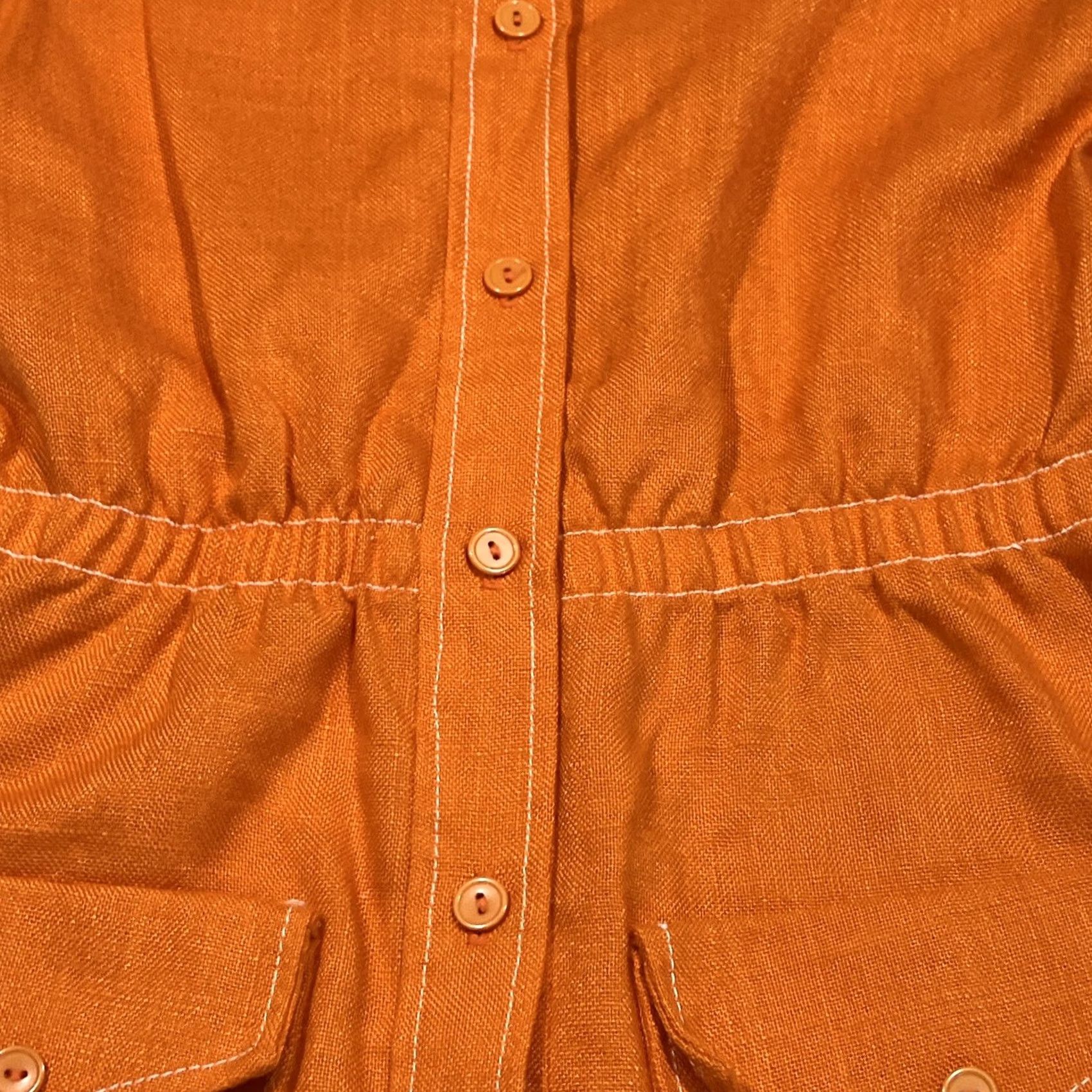 Sears VINTAGE Sears Womens Jacket Top Orange 10 Polyester Rayon 70’s Style 3183 Button Long Sleeve Mid-Length Womens Size L / US 10 / IT 46 - 4 Thumbnail