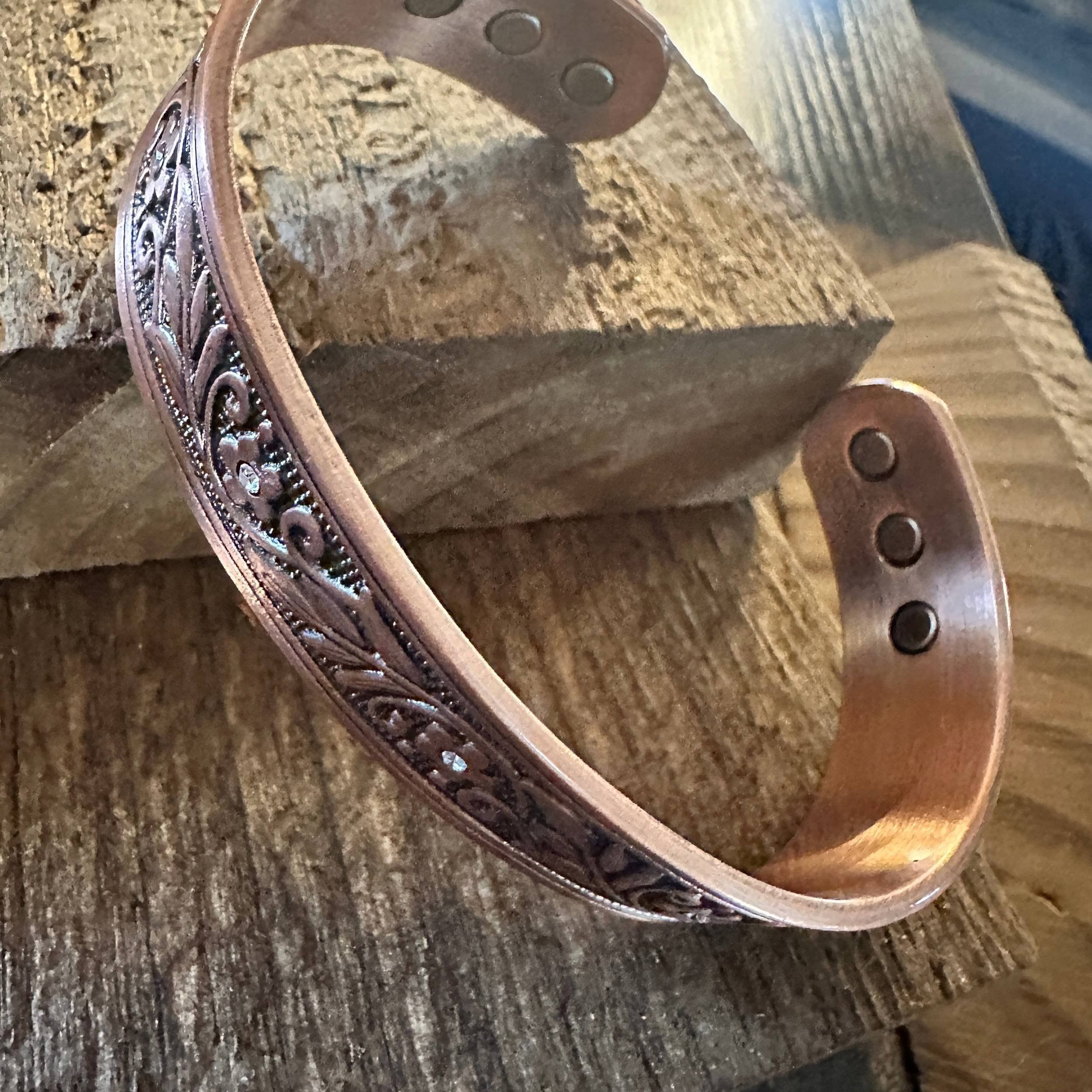 Other Boho Copper Floral Cuff Bangle Bracelet, Arthritis Relief, G Size ONE SIZE - 5 Thumbnail
