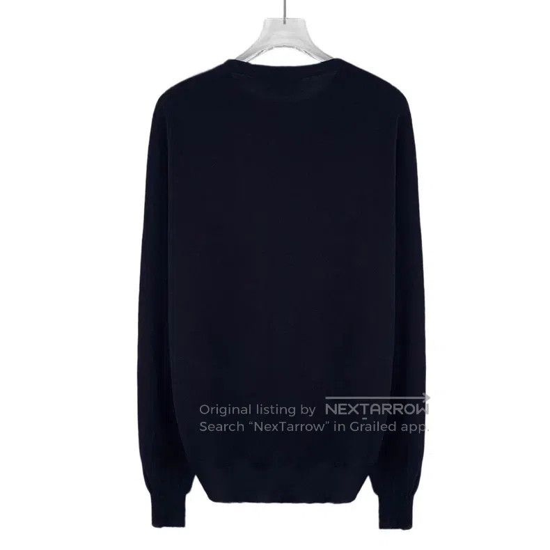 Hermes Hermes Navy blue wool leather patched round-neck long-slee Size US S / EU 44-46 / 1 - 2 Thumbnail