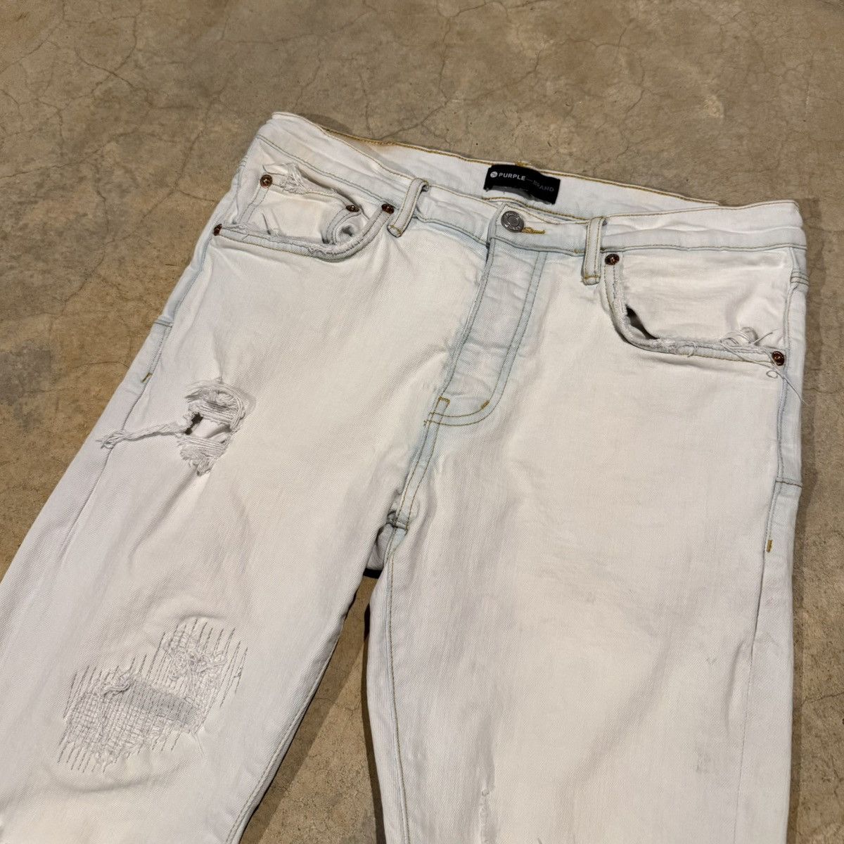 Purple Brand Purple Brand P001 Superlight Indigo Blowout Slim Fit Jeans Size US 33 - 5 Thumbnail