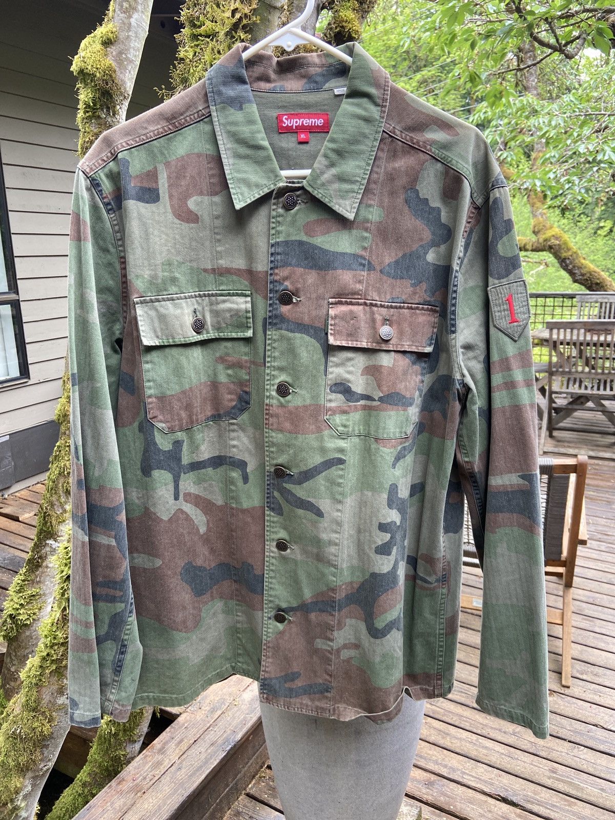 Image of Supreme Camo Chore Coat Military Jacket in Camouflage, Men's (Size XL)