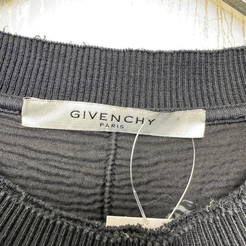 Givenchy Givenchy Black Large Hole Letter Round Neck Sweatshirt 2505 Size US XL / EU 56 / 4 - 4 Thumbnail