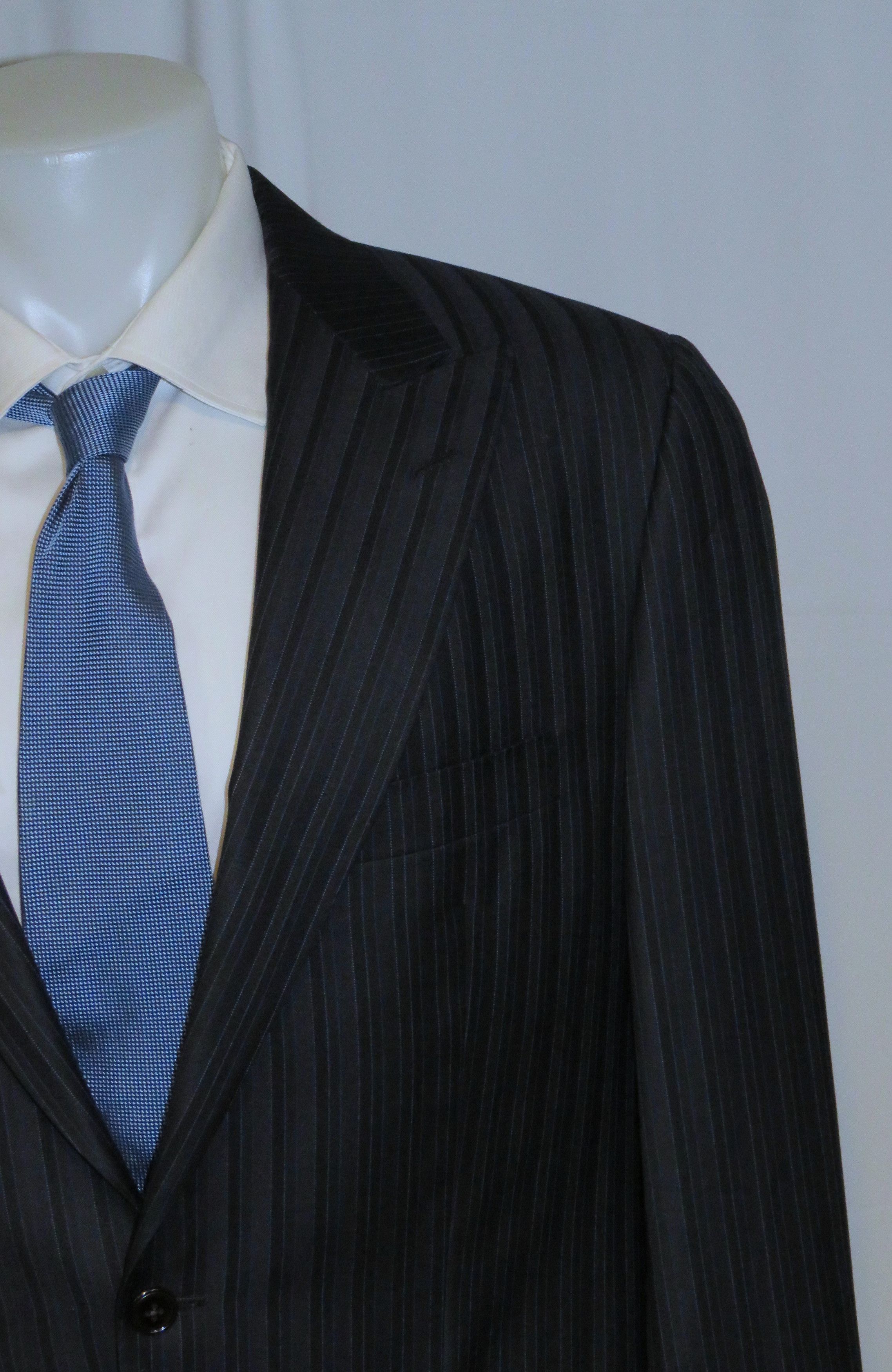 Other Marcello Vero Navy Striped Silk Blend Two Button Suit 43R Size 40R - 5 Thumbnail