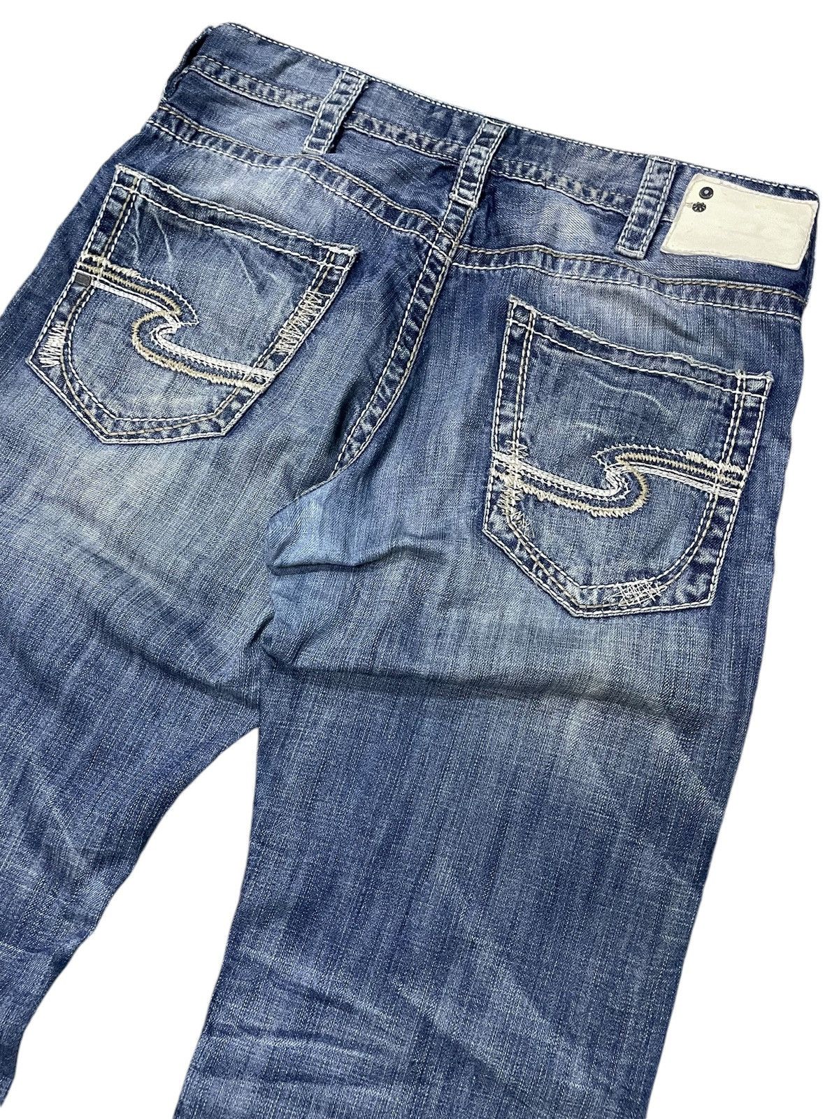Japanese Brand × semanticdesign Silver Heavy Stitched Loose Straight Baggy Jeans Size US 32 / EU 48 - 12 Thumbnail