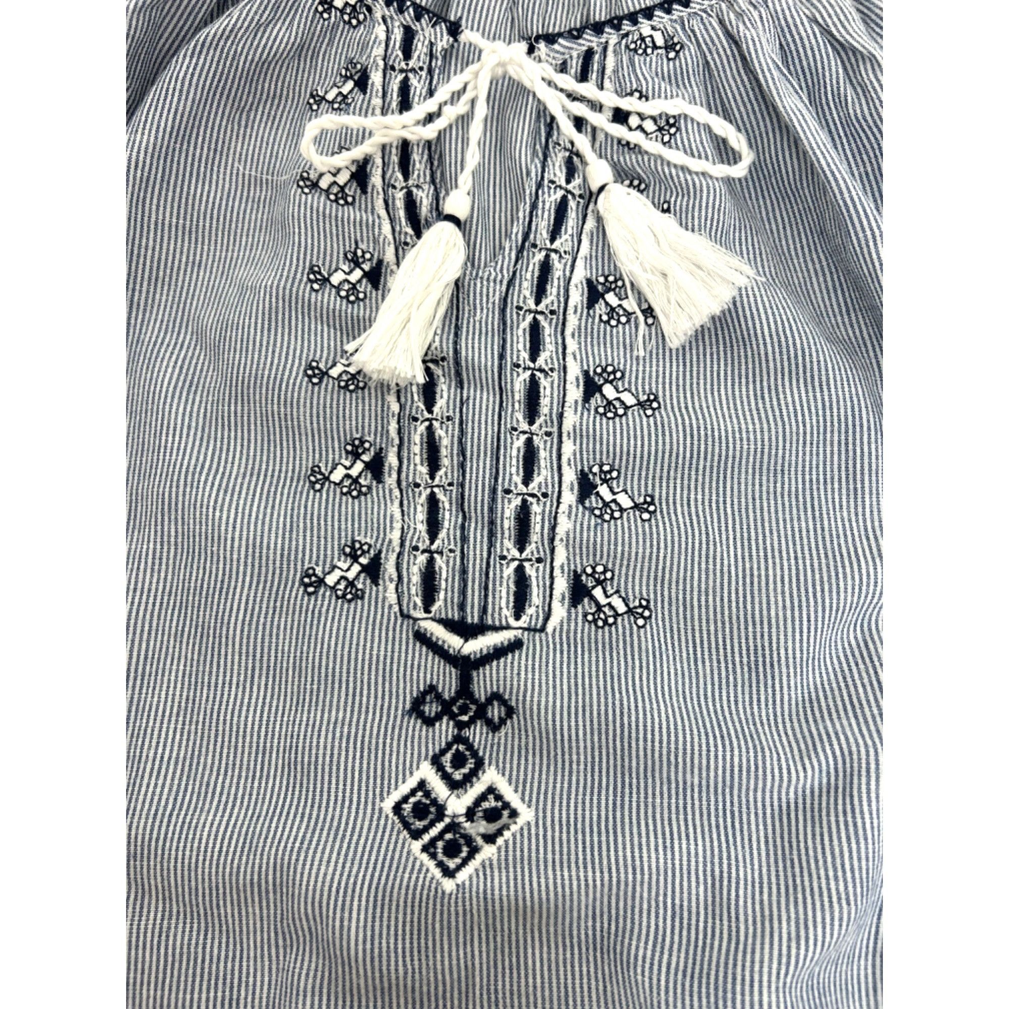 Other Westport Blouse 1X Blue White Peasant Boho Long Sleeve Embro Size XL / US 12-14 / IT 48-50 - 13 Thumbnail