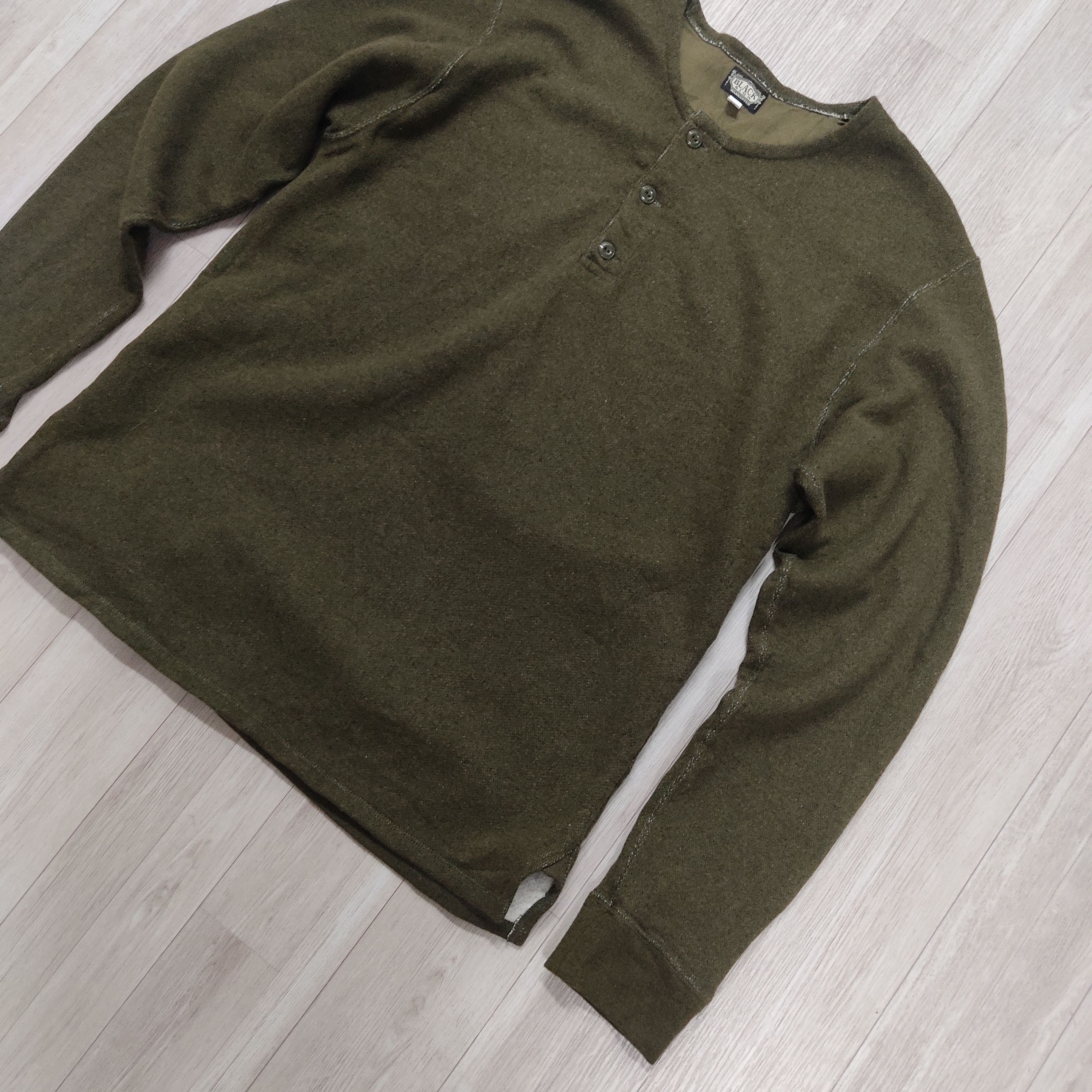 BLACK SIGN BLACK SIGN Olive Cotton Wool Cashmere Henley Sweatshirt Size US L / EU 52-54 / 3 - 4 Thumbnail