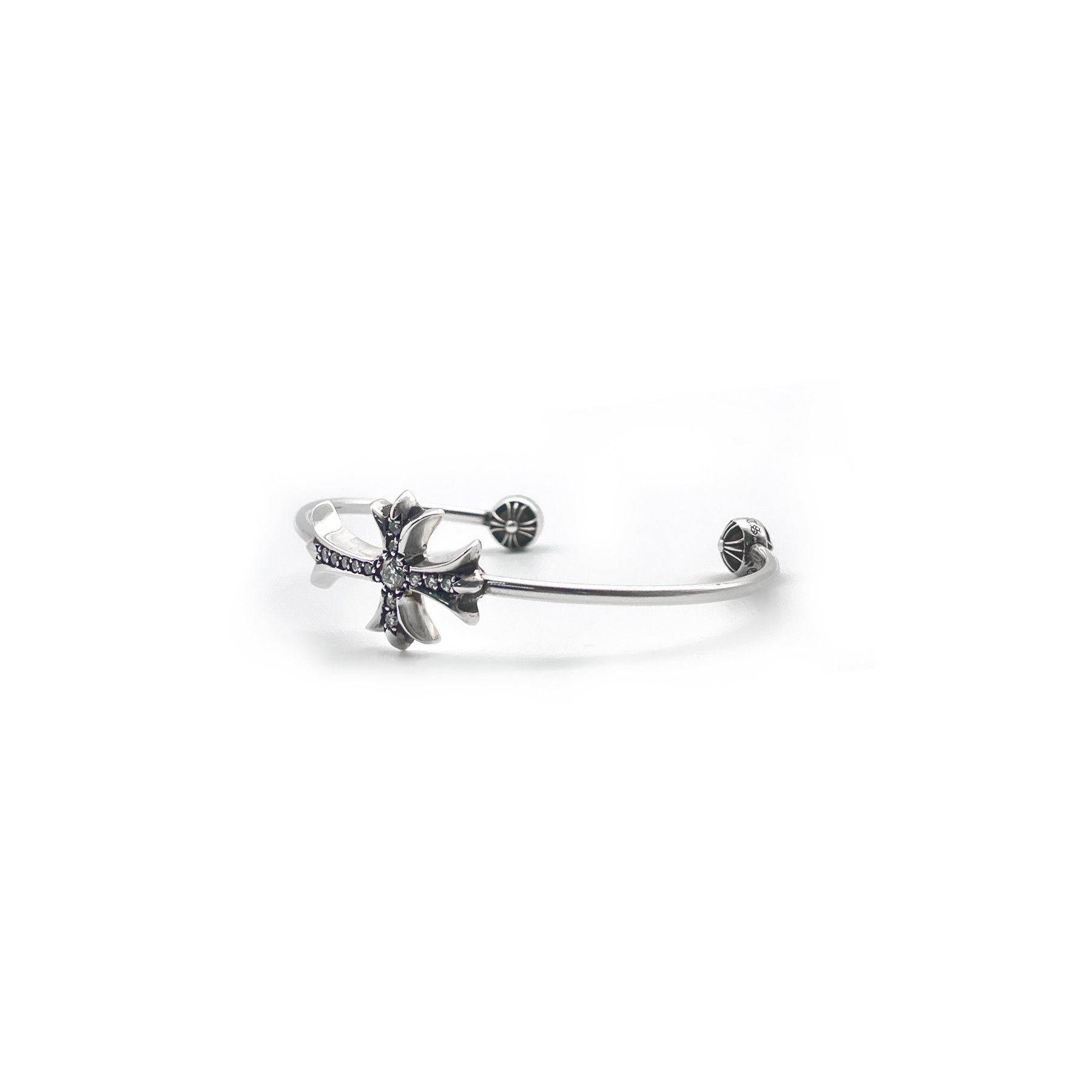 Chrome Hearts Chrome Hearts Silver Diamonds Tiny Cross Cuff Bangle Size ONE SIZE - 2 Thumbnail