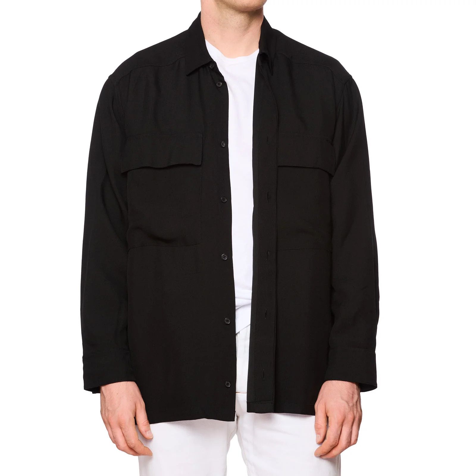 Fear of God FEAR OF GOD Black Long Sleeve Oversized Crepe Shirt Size US XL / EU 56 / 4 - 1 Thumbnail
