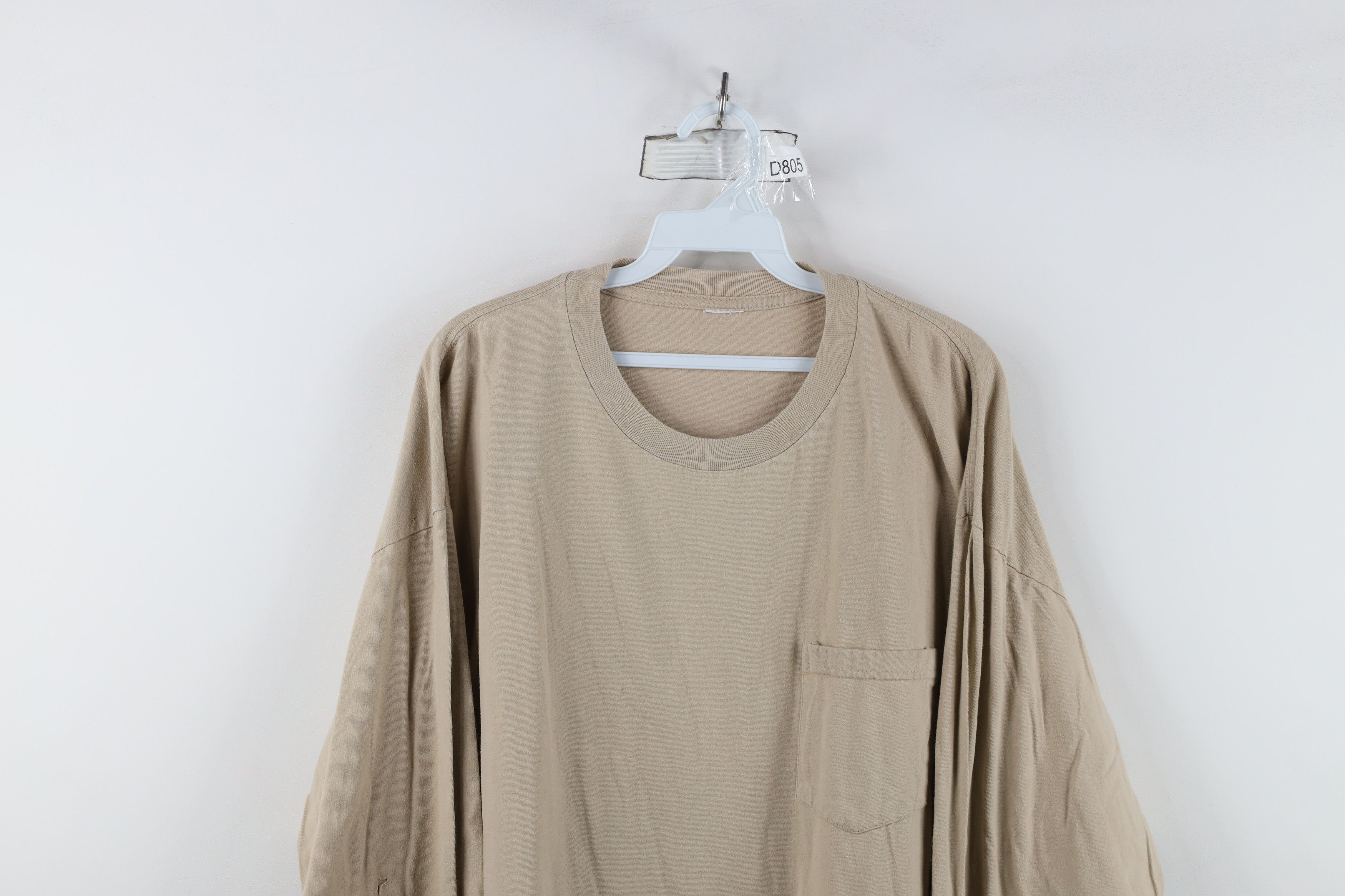 Vintage Vintage 90s Streetwear Long Sleeve T-Shirt Beige Cotton Size US XXL / EU 58 / 5 - 2 Thumbnail
