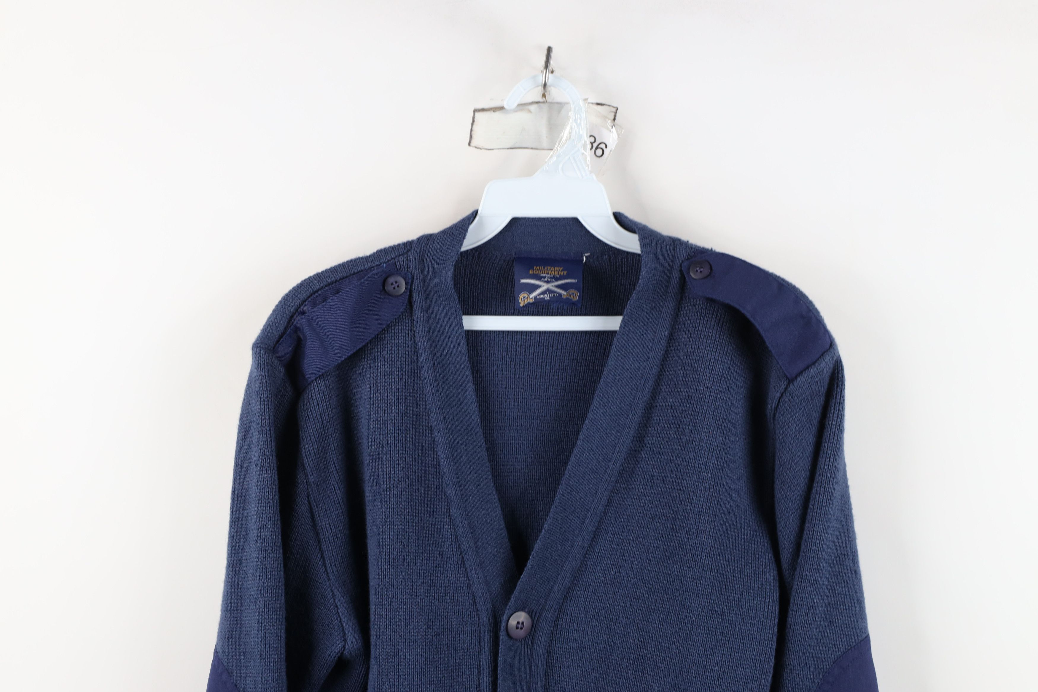 Vintage Vintage 90s Knit Military Commando Cardigan Sweater Blue USA Size US S / EU 44-46 / 1 - 2 Thumbnail