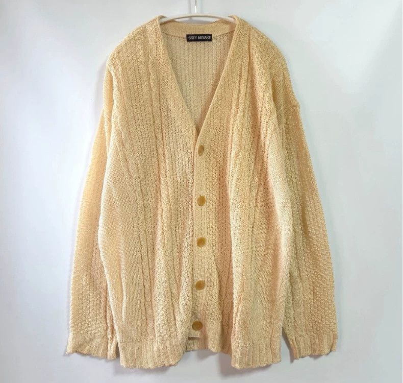 Issey Miyake Issey Miyake Yellow linen knitted cardigan Size M / US 6-8 / IT 42-44 - 1 Thumbnail