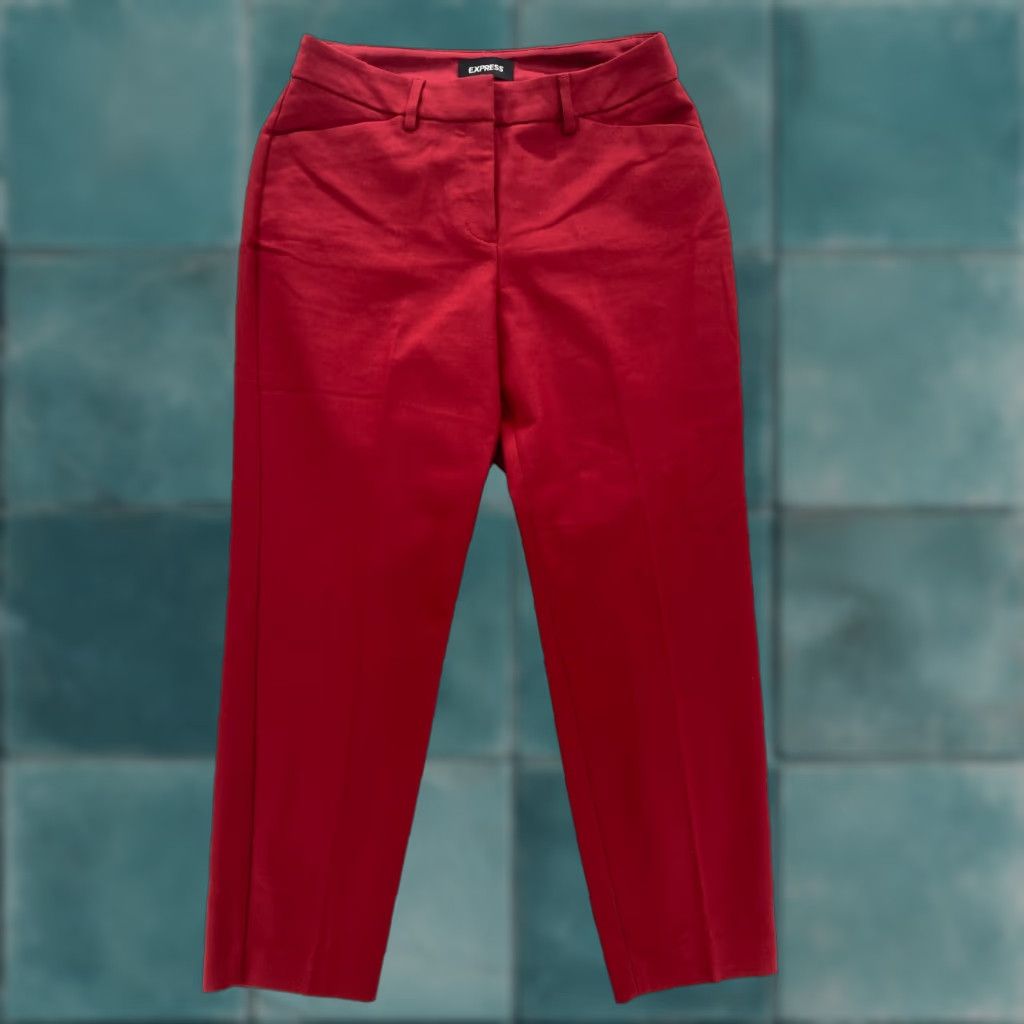 Express Express Publicist Ankle Pants Women's 4 Red Stretch Mid Rise Career NWOT Size 26" / US 2 / IT 38 - 1 Thumbnail